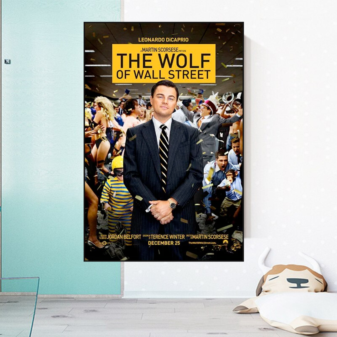 The Wolf of Wall Street Leonardo DiCaprio Canvas Wall Art Print - Premium Movie Poster for Home, Office & Theater Decor