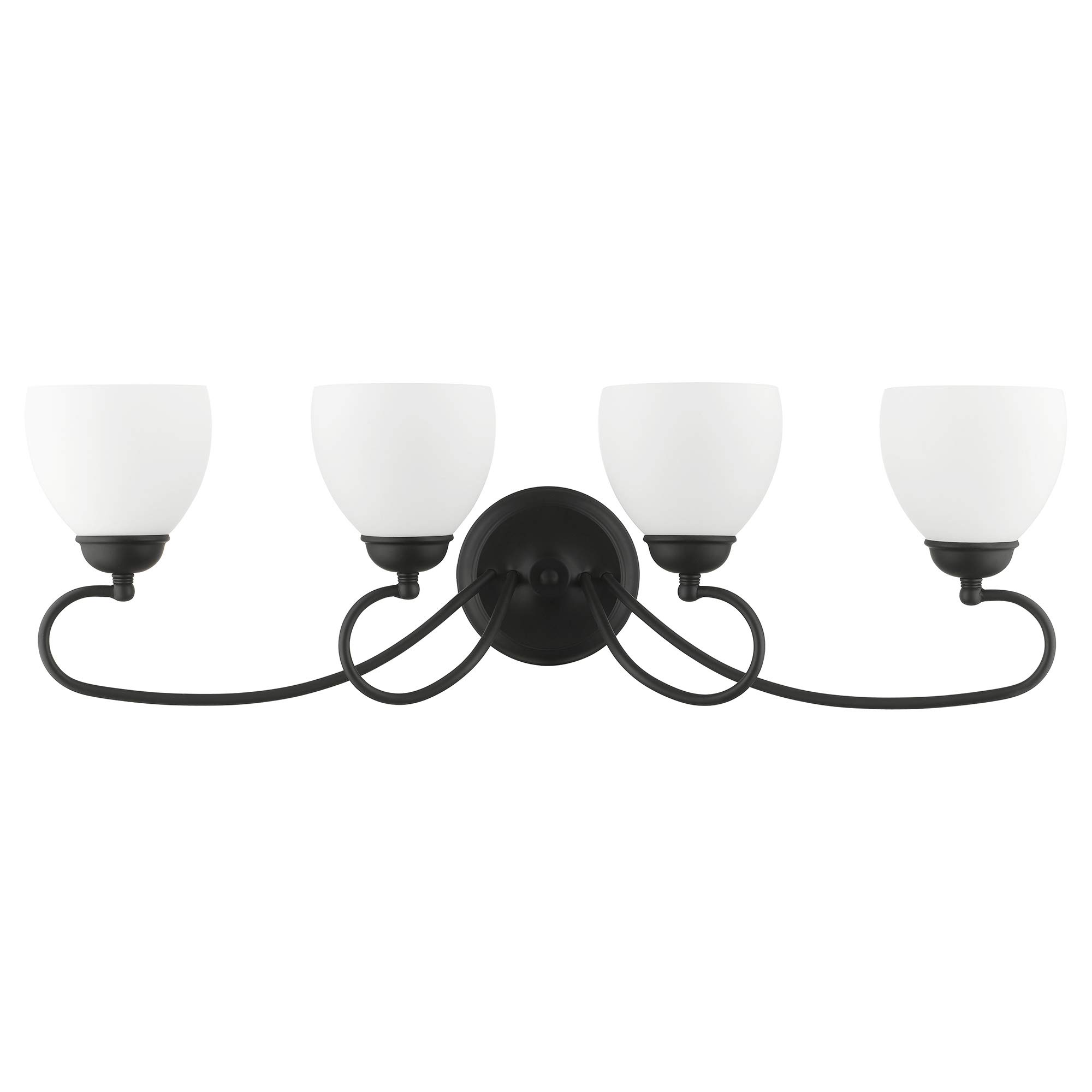 Livex Lighting 4754-04 Brookside 4-Light Bathroom Vanity Light Fixture in Black - Perfect for Bathroom, Powder Room & Dressing Area Lighting
