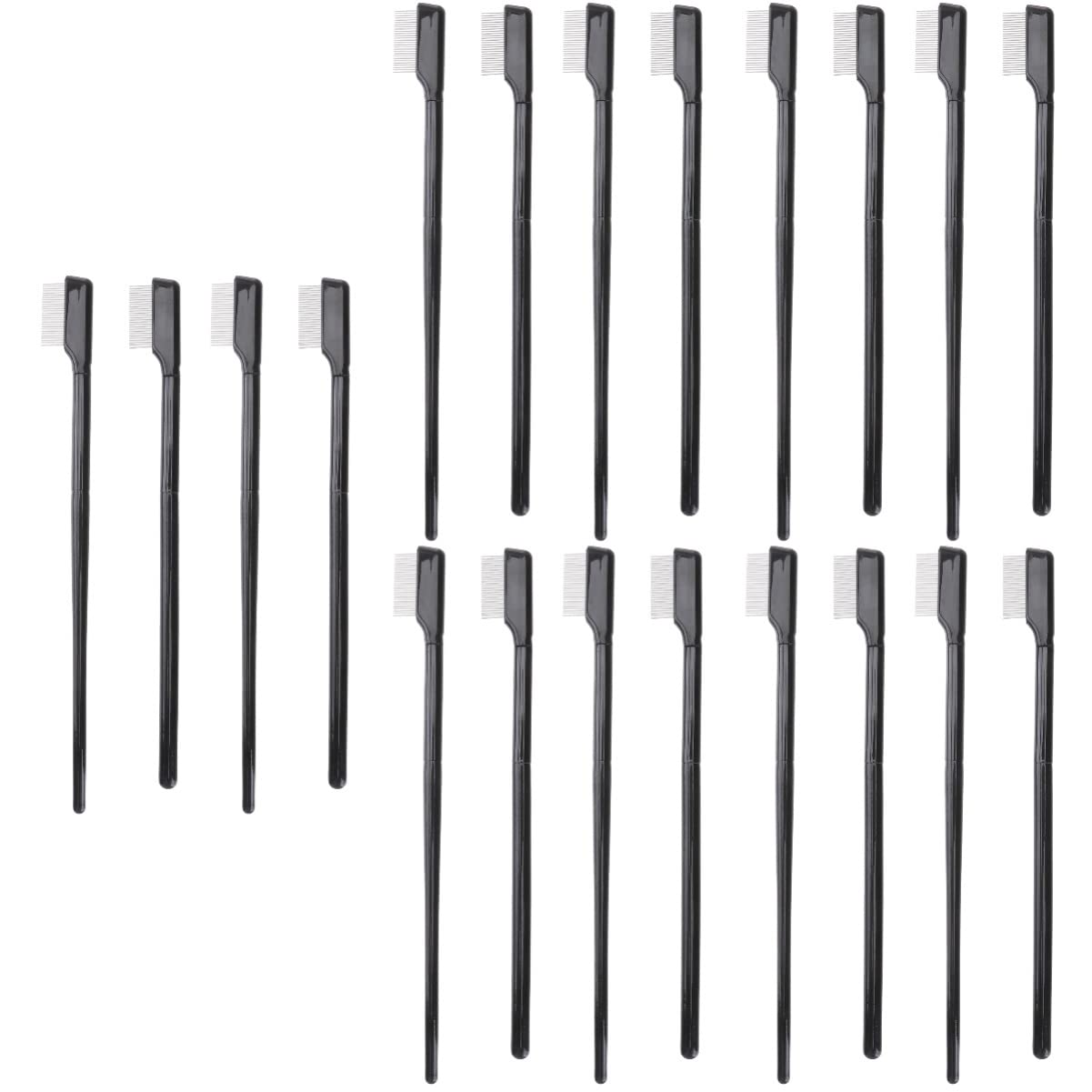 20pcs Professional Stainless Steel Makeup Brush Set - Eyelash Comb, Eyebrow Definer & Multipurpose Beauty Brushes for Women | Salon, Home & Travel Grooming Kit | Dense Black Cosmetic Brushes for Perfect Makeup Application