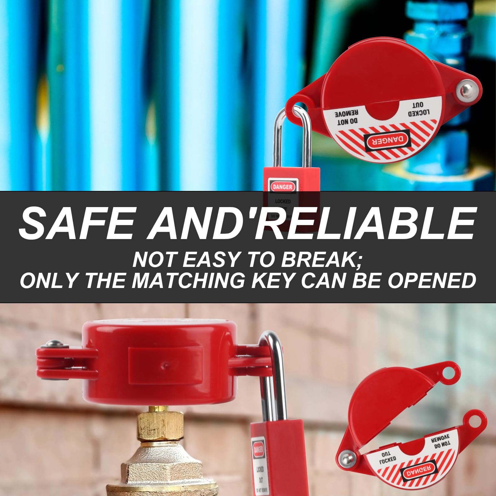 **Heavy Duty Gate Valve Lockout Device & Safety Padlock Set – Outdoor Faucet Lock for 1