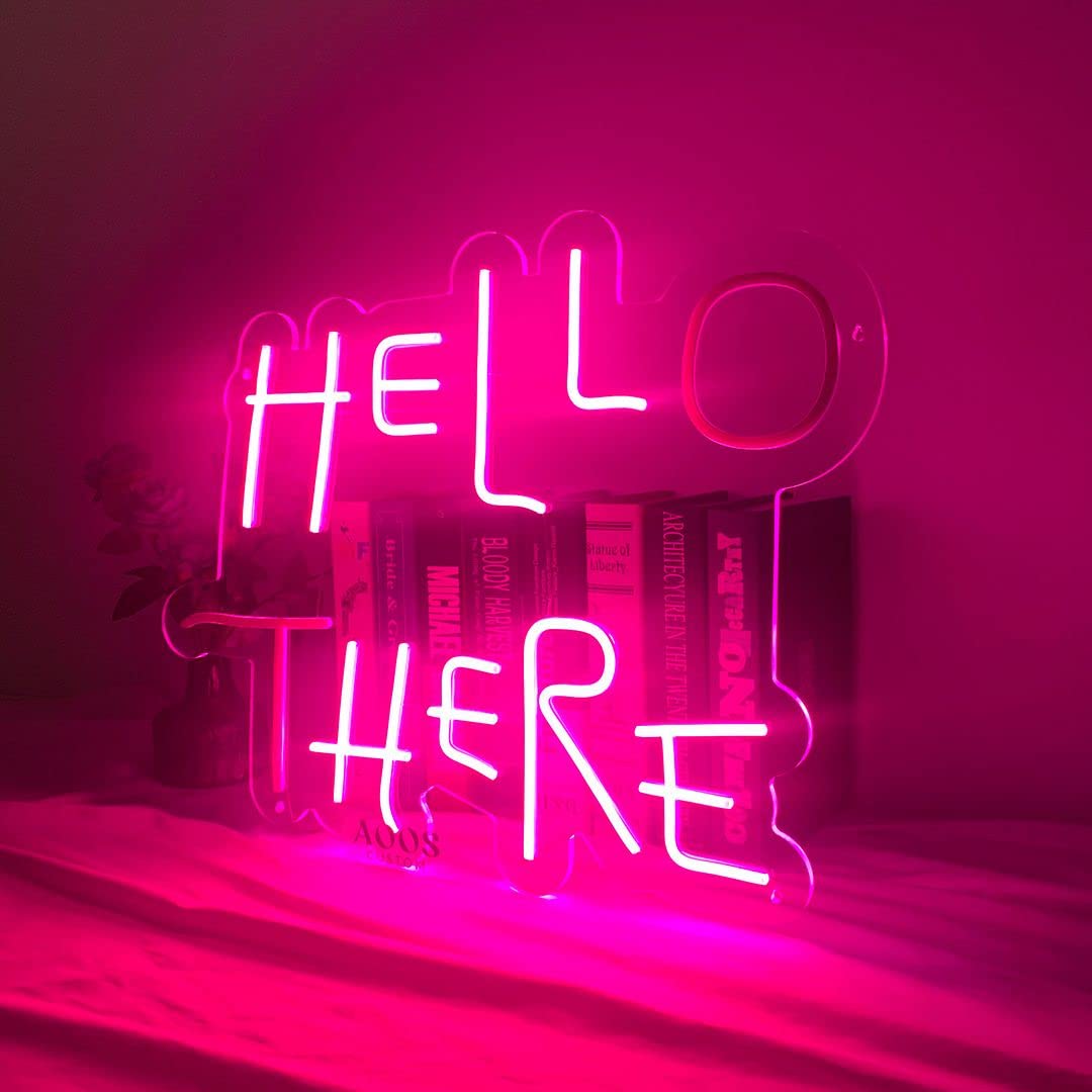 Custom Neon Signs for Room & Bedroom Decor - Aesthetic LED Wall Art for Home, Wedding, Party, Bathroom & Kitchen Lighting (Hello There Hell Here Design) - Perfect for Wall Decor, Bar Signs & Gift Ideas