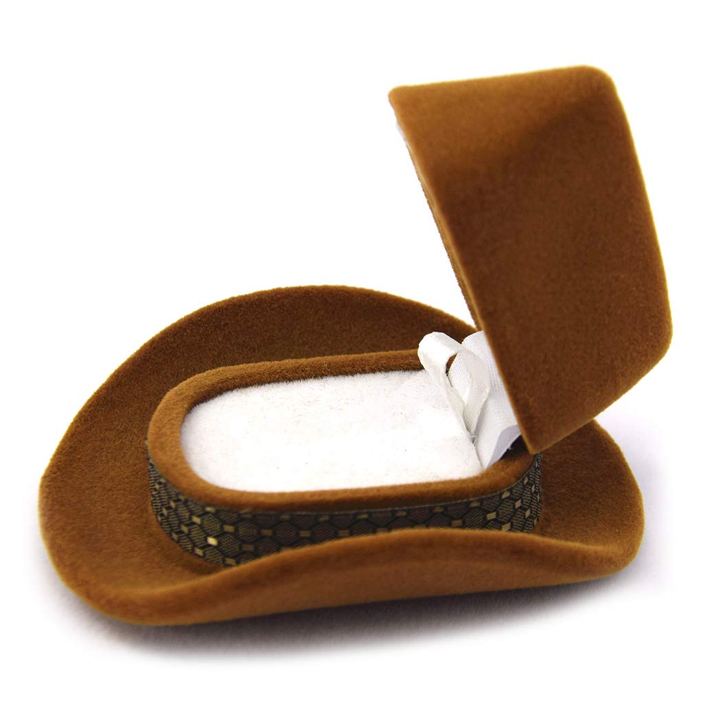 Cowboy Hat Shaped Ring Box - Creative Ring Display Holder for Jewelry Photography & Gift Packaging - Perfect for Western Themed Weddings, Parties, and Cowboy Style Accessories