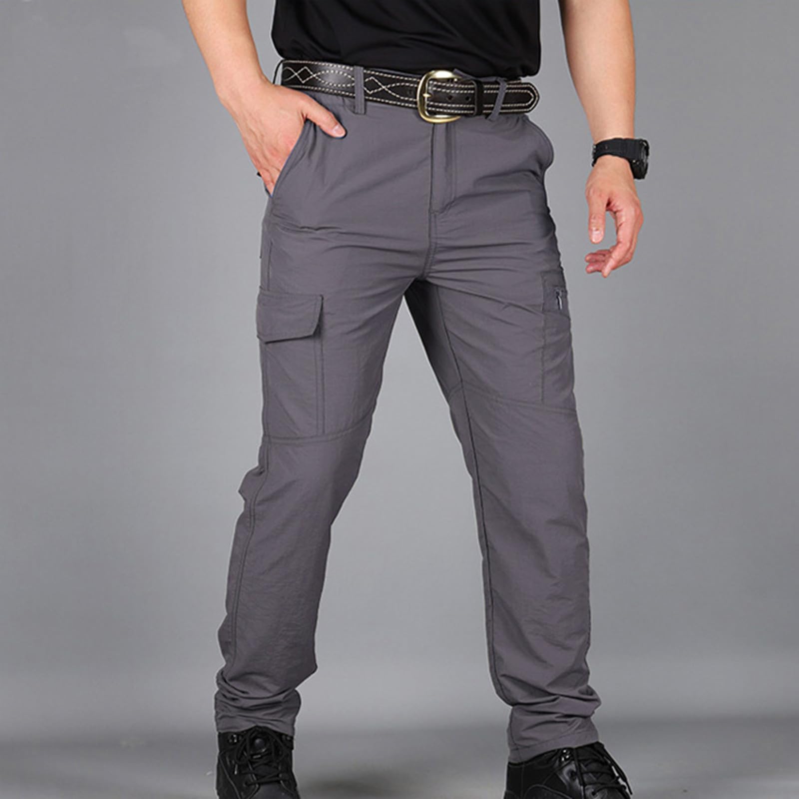 Men's Lightweight Hiking Cargo Pants with Multi-Pockets for Outdoor Travel