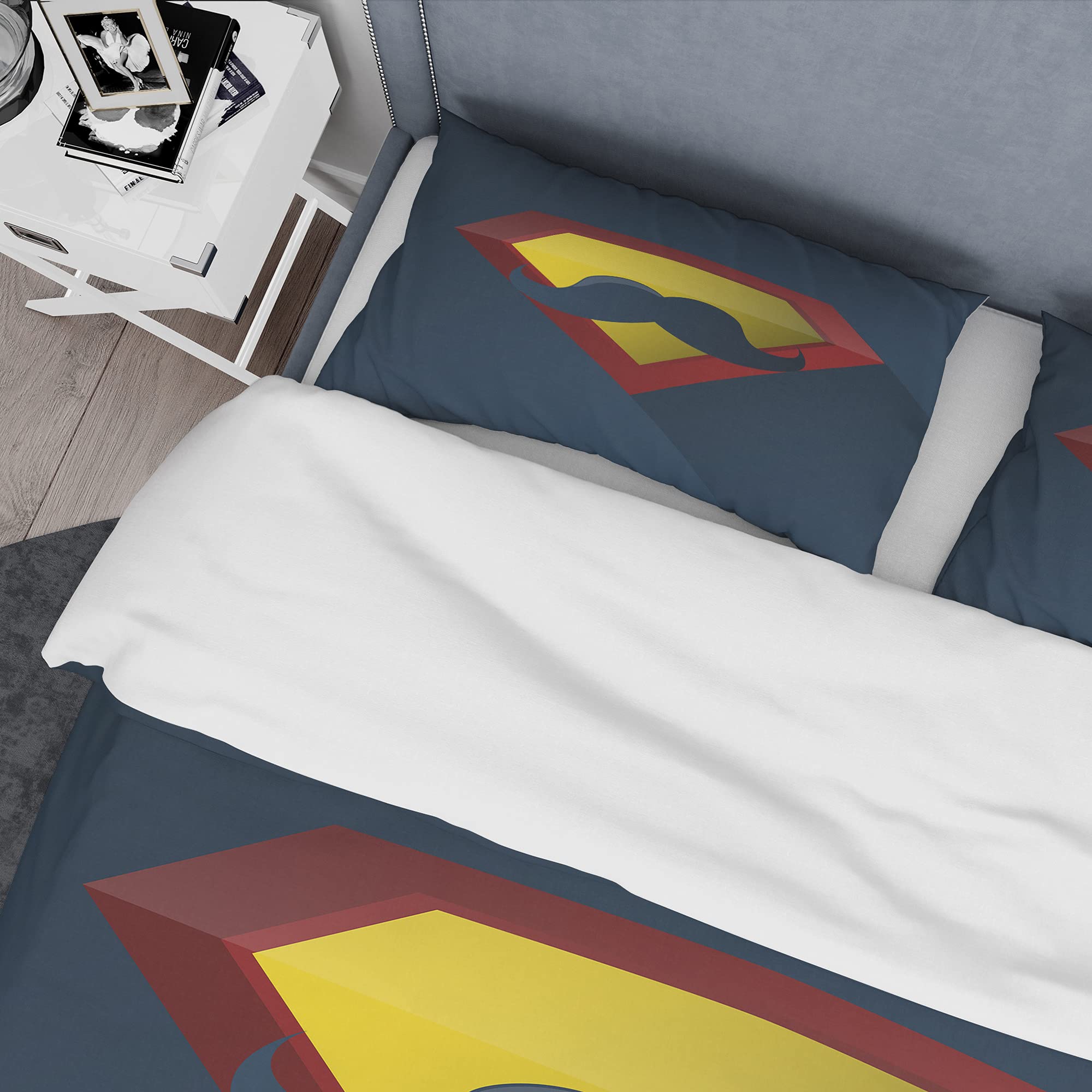 Blue Balloon Dog Modern Duvet Cover Set Twin - 3 Piece Geometric Bedding Collection for All Seasons | Contemporary Bedroom Decor for Kids & Teens Rooms