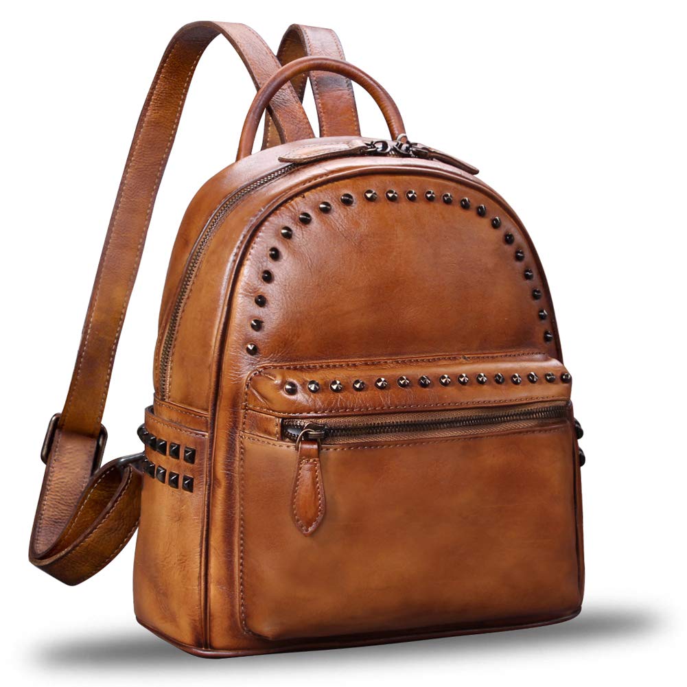 Genuine Leather Backpack for Women - Vintage Real Leather Knapsack Purse Shoulder Bag - Fashionable Daypack & Travel Rucksack (Brown) - Perfect for Work, School & Outdoor Adventures