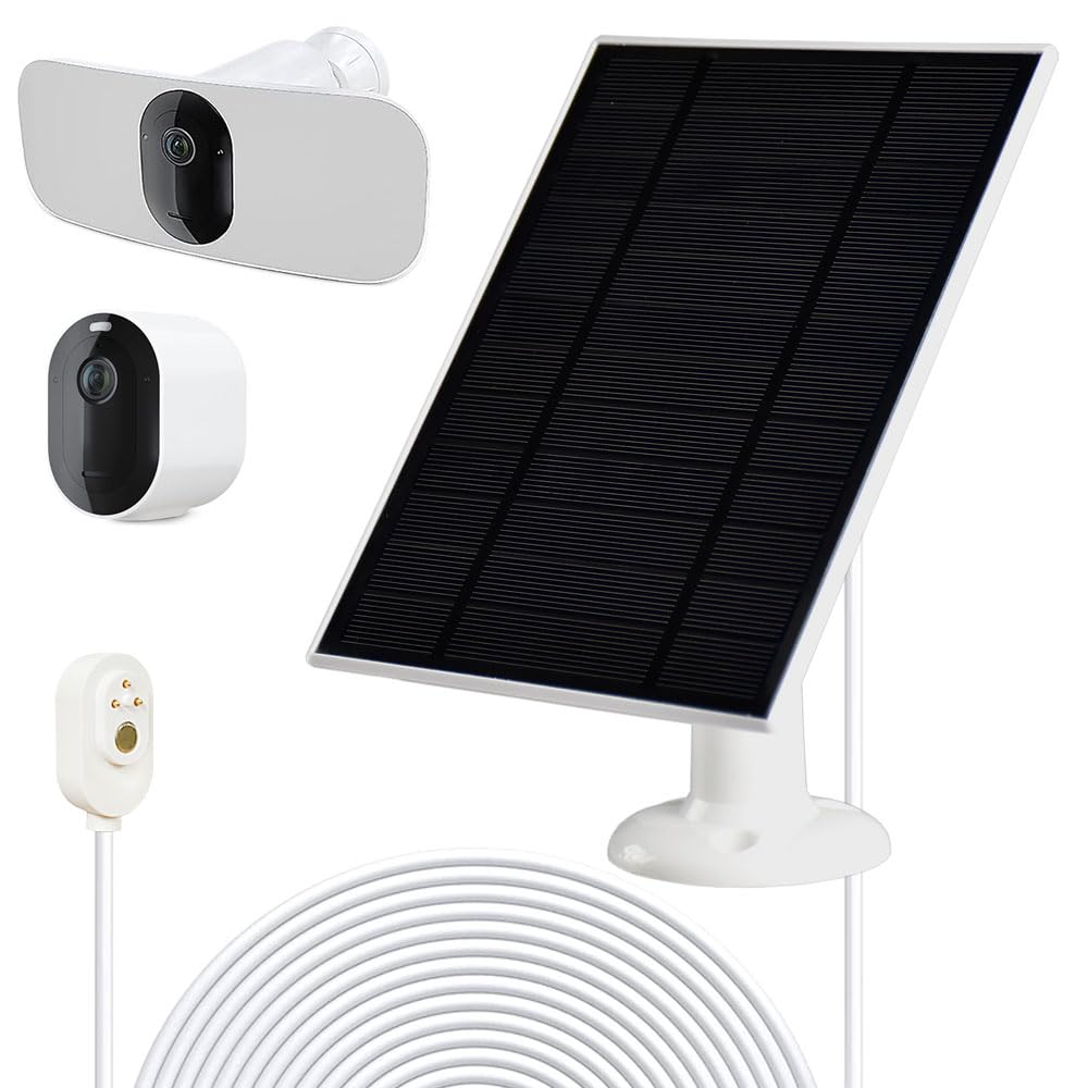 Solar Panel Charger for Arlo Pro5S 2K, Pro4, Pro3, Floodlight, Ultra2 & Ultra Security Cameras - Weatherproof Outdoor Power Supply (1 Pack) - Perfect for Continuous Surveillance & Off-Grid Security Systems