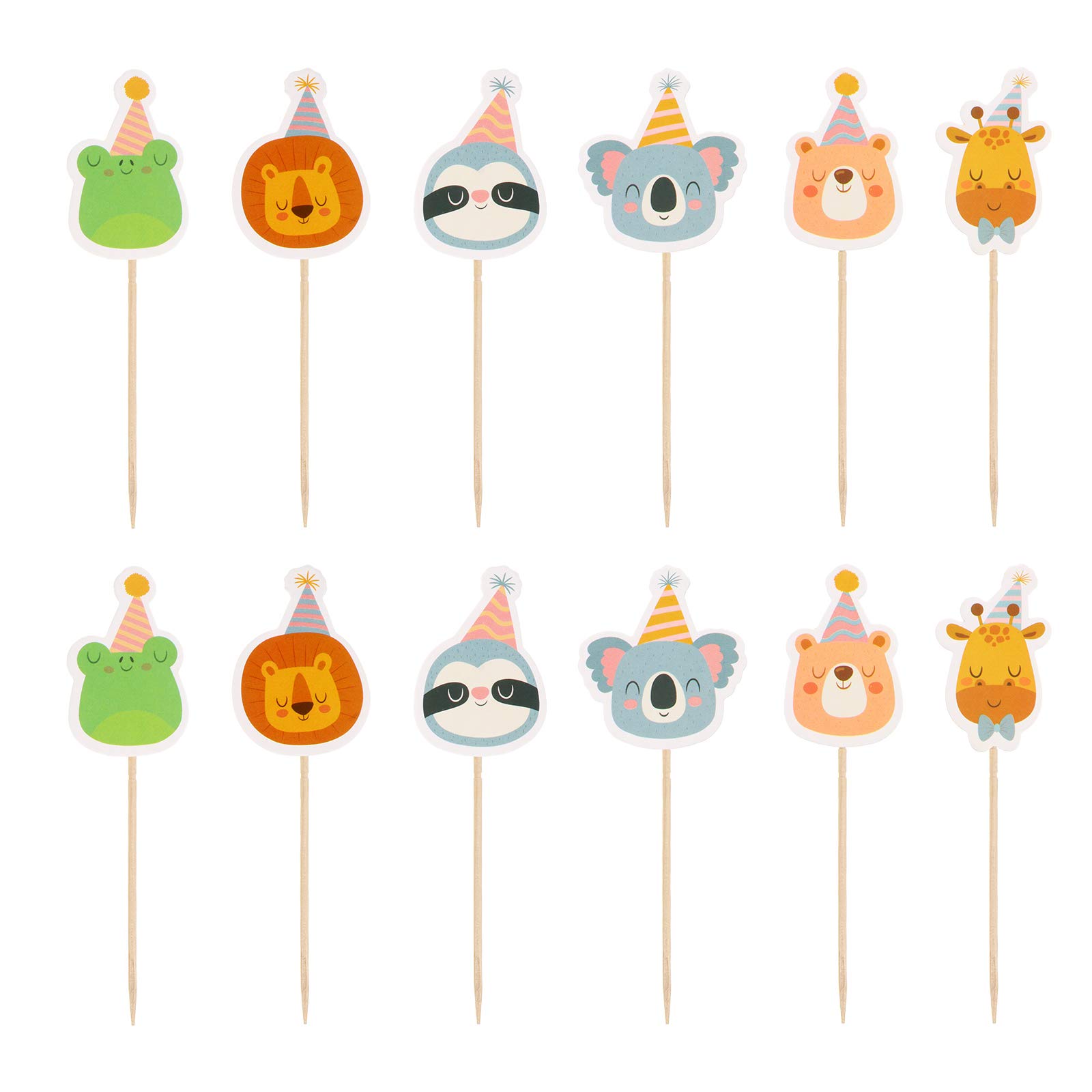 30pcs Creative Birthday Cake Toppers - Cartoon Animal Cake Picks for Party Decorations, Home, Wall & Room Decor - Perfect for Kids Birthday Cakes, Cupcakes & Dessert Displays