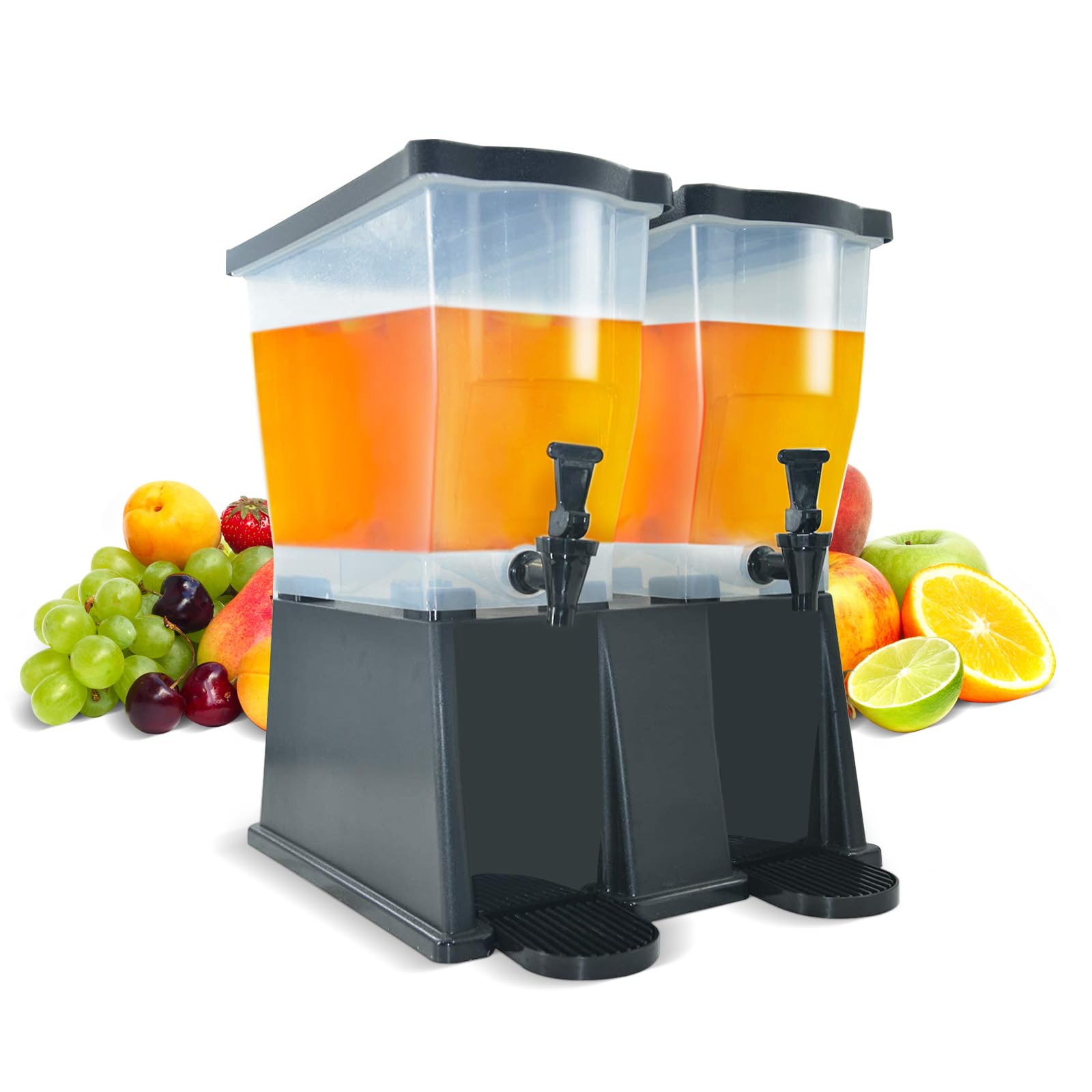 6 Gallon (22L) Commercial Beverage Dispenser with Spigot - Double Tank Drink Dispenser for Parties, Catering, Buffets & Restaurants - Perfect for Juice, Lemonade, Iced Tea & Punch Serving at Events