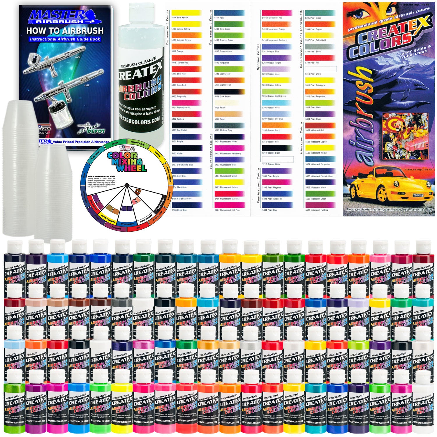 80 Colors Airbrush Paint Set - 2 oz. Bottles for Professional Artists & Hobbyists - Perfect for Canvas Painting, Model Kits, T-Shirt Designs & DIY Crafts