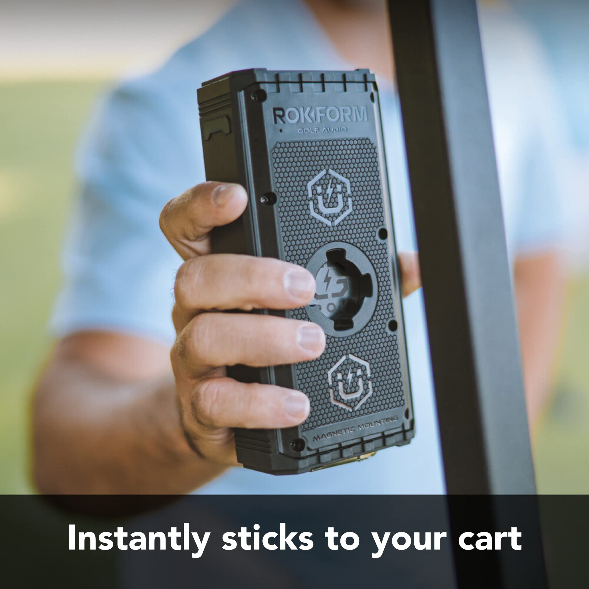 Rokform G-ROK Wireless Golf Speaker – Portable Magnetic, IPX7 Waterproof, Shockproof & Dustproof, Loud Clear Sound, 24-Hour Battery, Rugged Outdoor Golf Cart Speaker (Black) – Perfect for Golf, Camping & Outdoor Adventures