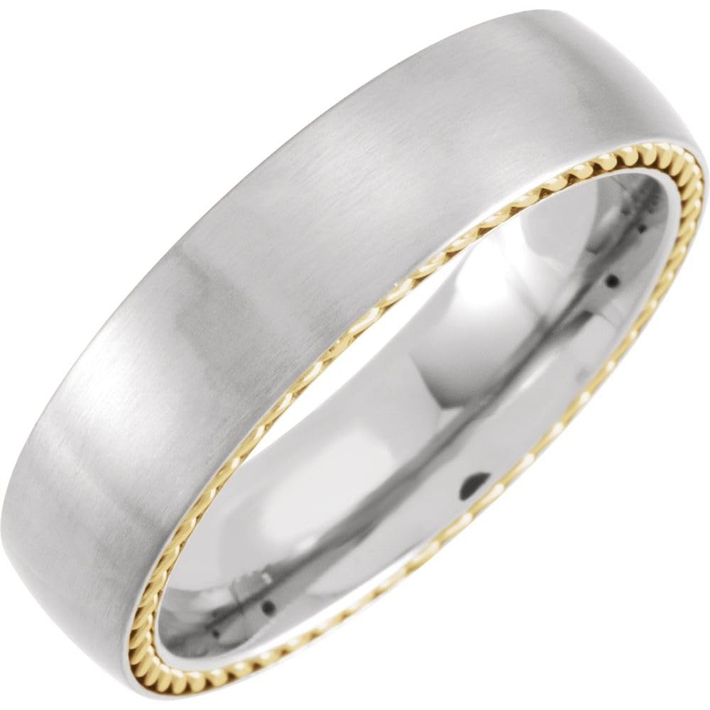 Sonia Jewels 6mm Domed Stainless Steel Wedding Band with Rope Inlay - Perfect for Engagement Rings, Anniversary Gifts & Bridal Jewelry Sets