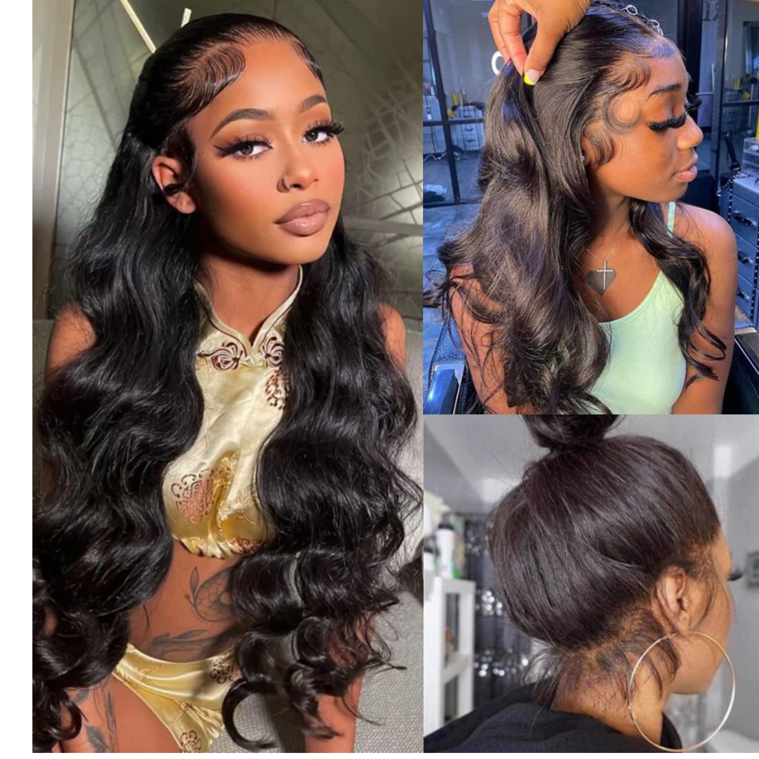 360 Full Lace Front Wigs Human Hair for Black Women - 22 Inch Body Wave Pre Plucked with Baby Hair & Natural Hairline | HD Lace Wig for Daily Wear, Parties & Special Occasions
