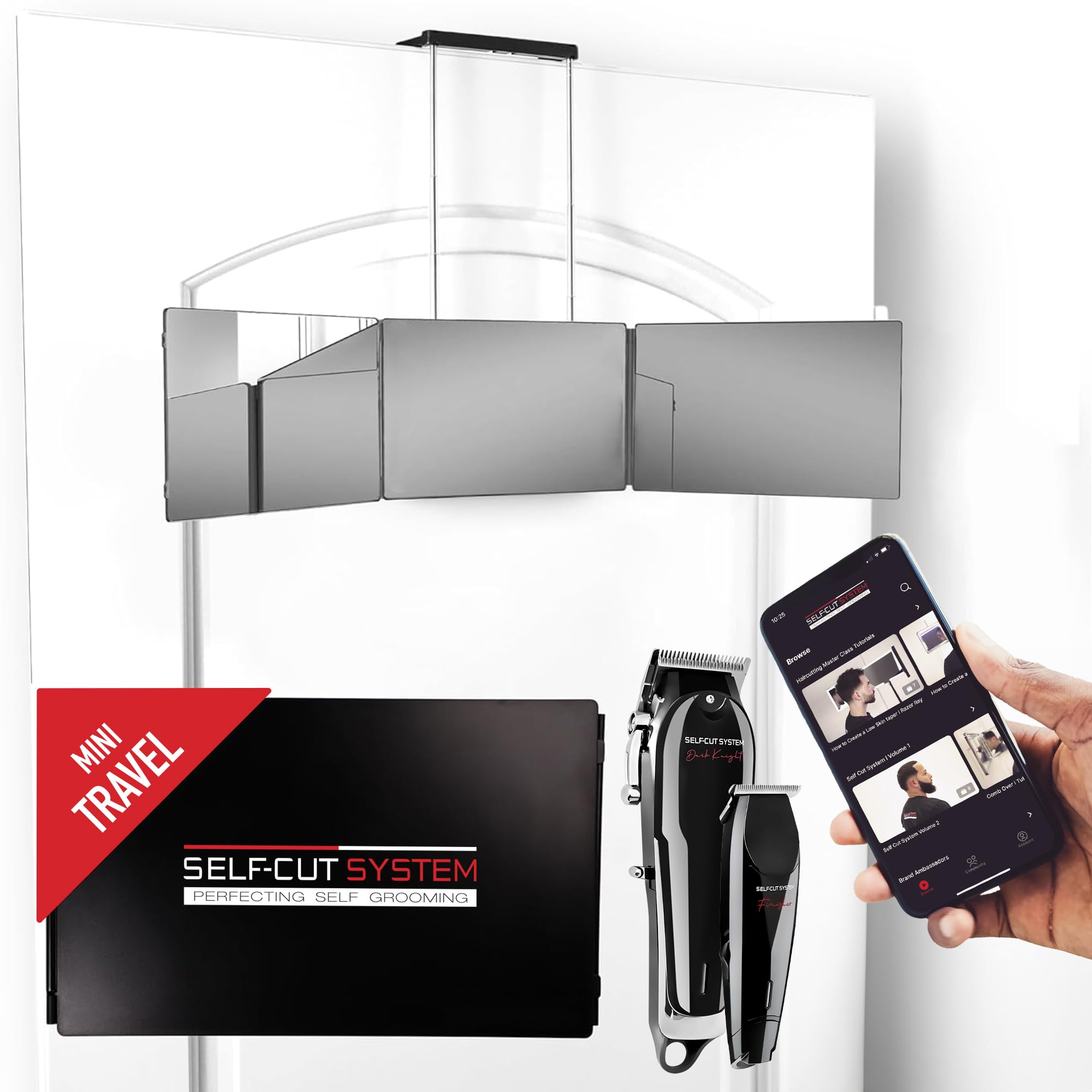 Self Cut System 4.0 Portable Hair Clipper Kit - Mini Travel Size, Retro Design for Men's Grooming | Perfect for Home, Travel & Salon Use