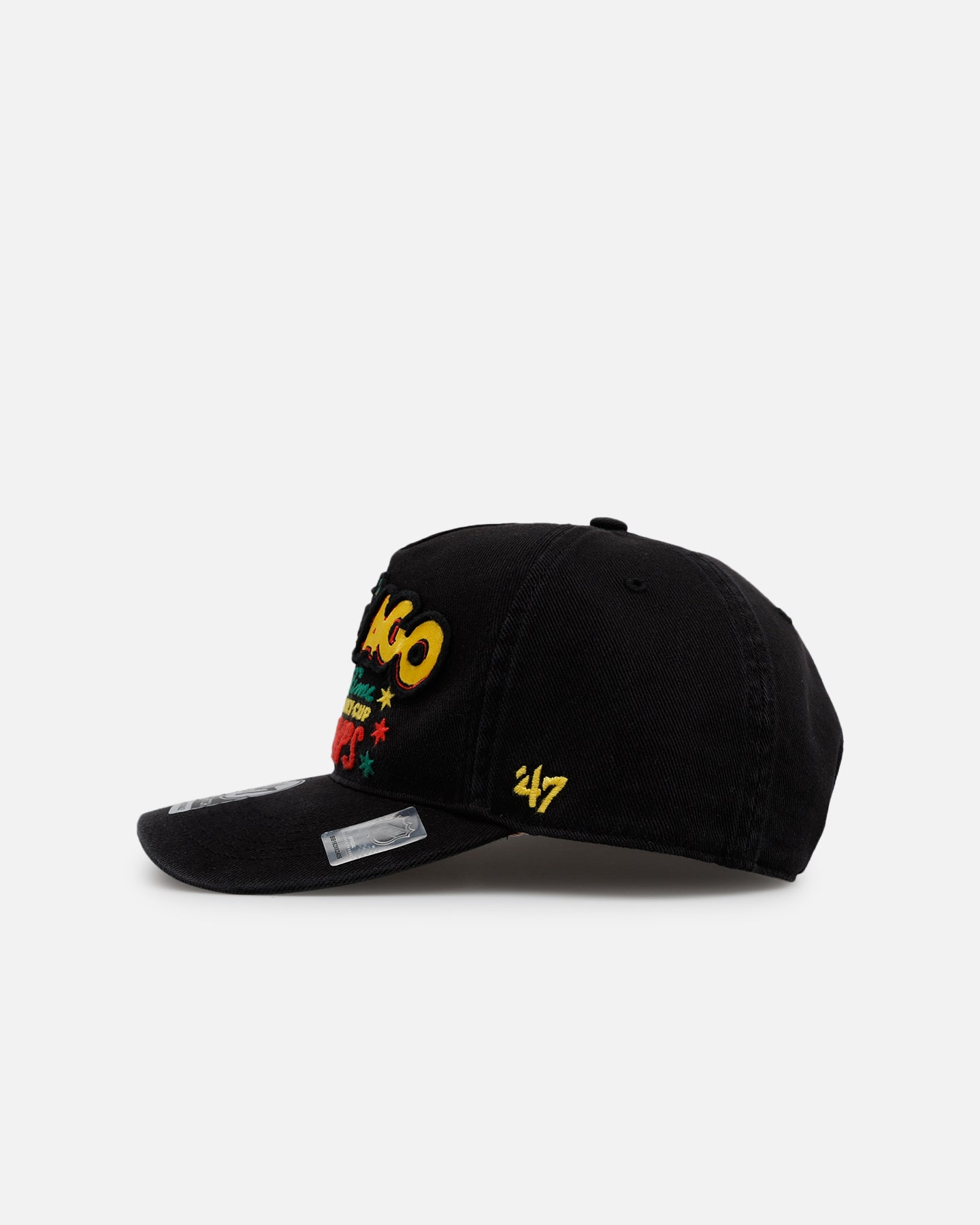 47 Brand Chicago Blackhawks NHL Trophy Case Premium Hitch Snapback Hat - Adjustable Black Baseball Cap for Men & Women - Perfect for Sports Fans, Game Day & Casual Wear