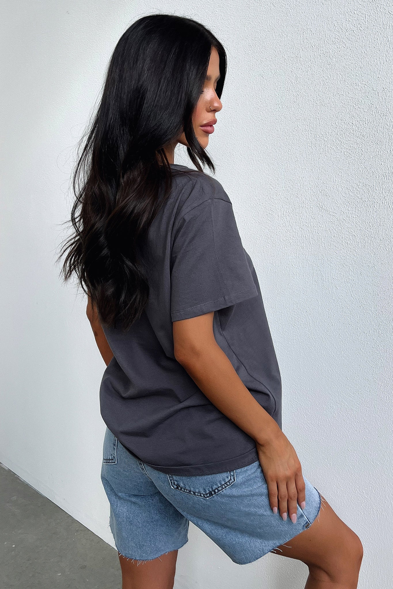 Homestretch Oversized T-Shirt for Men & Women - Soft Cotton Relaxed Fit Tee in Charcoal Gray | Casual Wear, Lounge, Street Style