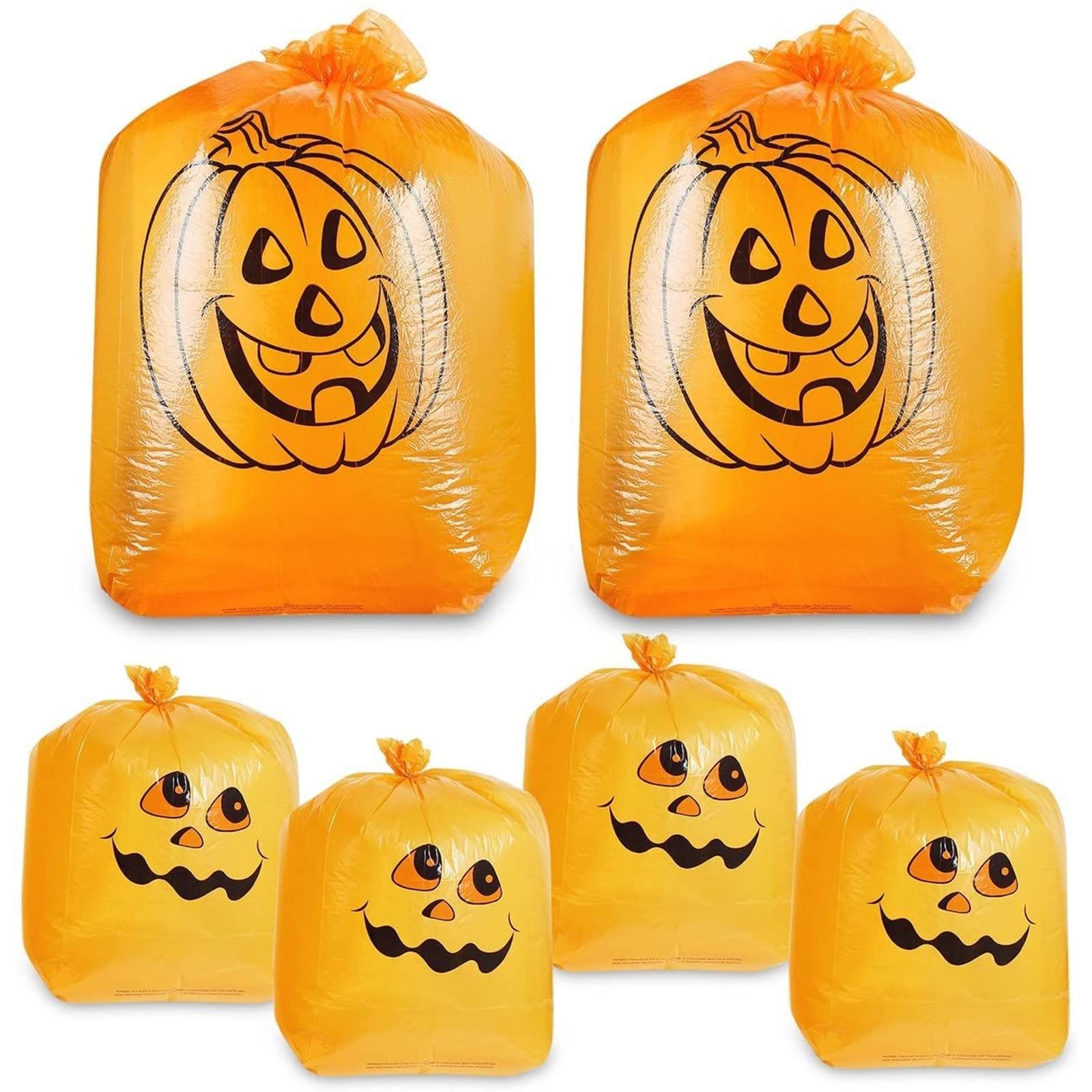 Juvale 6-Pack Halloween Leaf Lawn Bags - Small & Medium Pumpkin Leaf Bags for Fall Outdoor Decorations (Orange) | Perfect for Yard, Garden, and Halloween Party Decor
