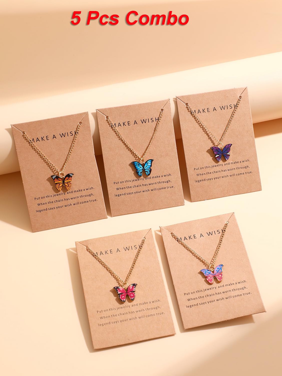 Shining Diva Fashion 5-6 Pcs Stylish Butterfly Jewelry Necklace Set for Women - Elegant Pendant Necklace Gift for Girls, Teens & Women | Perfect for Birthday, Anniversary, Party & Special Occasions