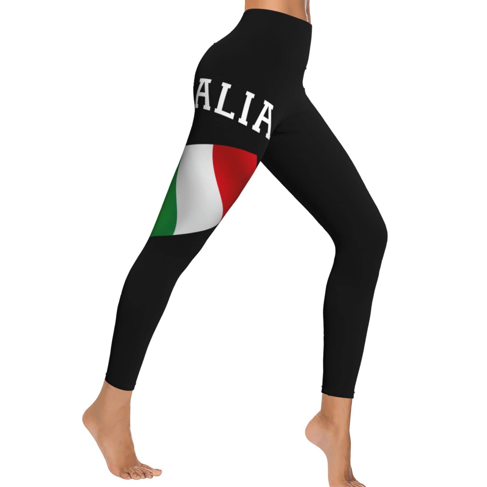 Italian Flag Print Women's High Waist Yoga Pants - Skinny Capri Leggings for Workout & Casual Wear - Comfortable Black Tights for Gym, Running, and Everyday Fashion
