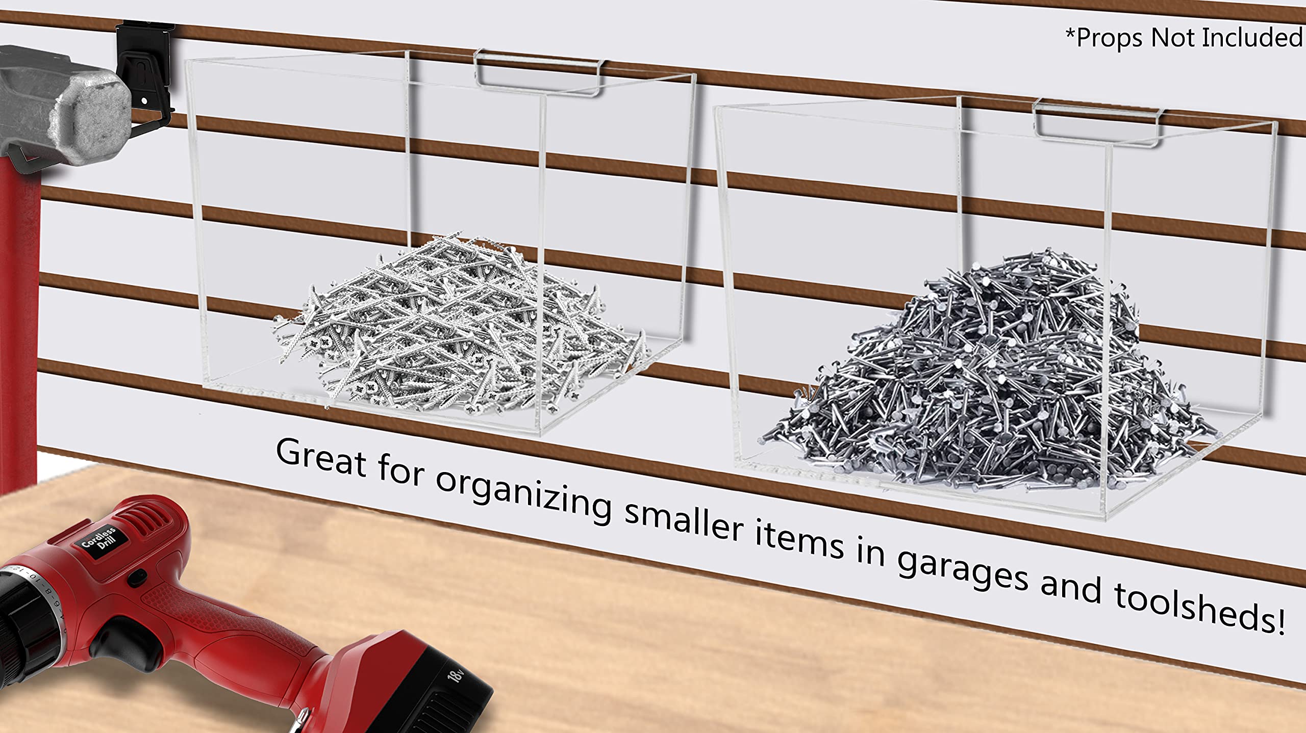 10 Inch Clear Acrylic Slatwall Storage Bin - Merchandise Display Caddy & Bulk Candy Cubby Organizer for Retail Stores, Supermarkets and Candy Shops