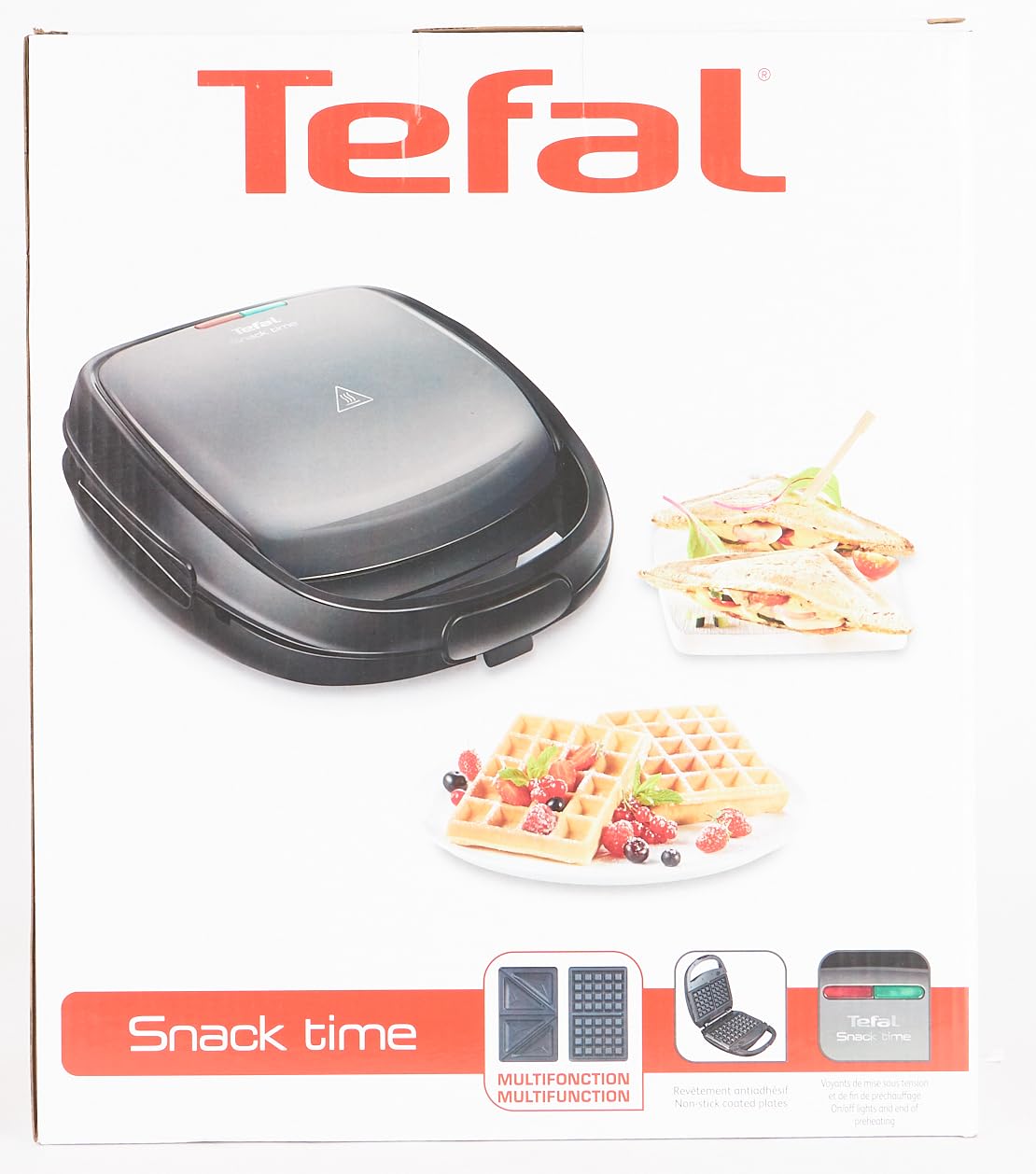 Tefal SW341B All-In-One Waffle & Sandwich Maker with 2 Dish Sets, 700W, Grey/Black - Perfect for Breakfast, Snacks & Quick Meals