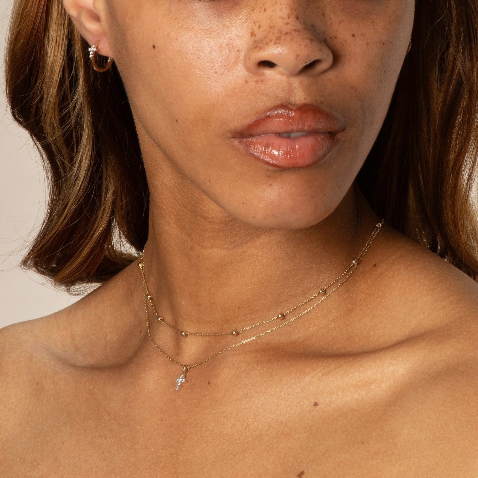 10k Yellow Gold Dainty Diamond Cross Pendant Necklace - Elegant Religious Jewelry for Women, Perfect for Gifts, Baptism, Weddings & Everyday Wear