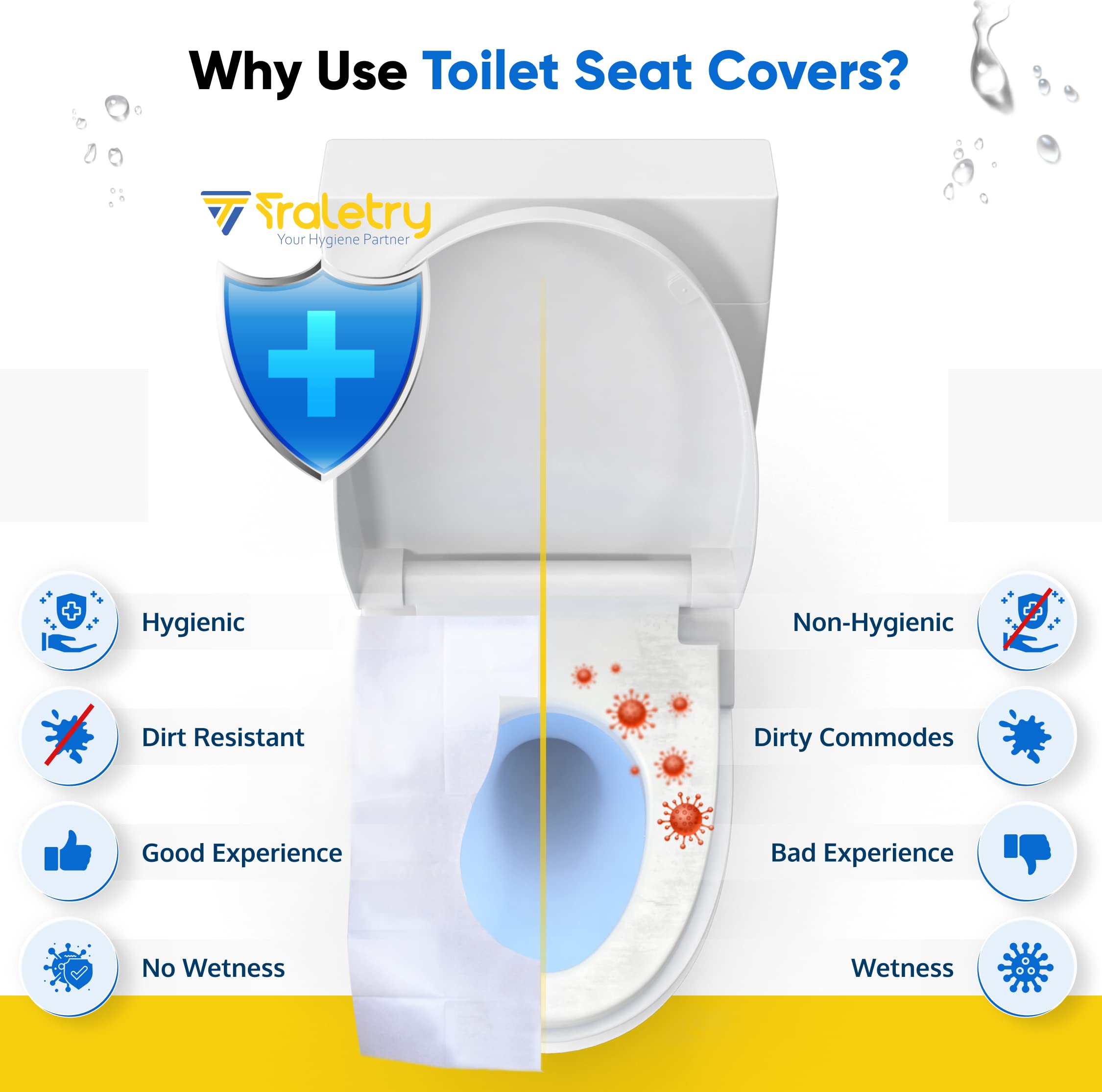 **Disposable Flushable Toilet Seat Covers - Pack of 50 XL Biodegradable Paper Covers for Travel, Camping & Airplane - Essential Hygiene Accessories for Kids, Men & Women**    *(Use Cases: Perfect for travel, camping, airplanes, public restrooms, and on-the-go hygiene needs.)*