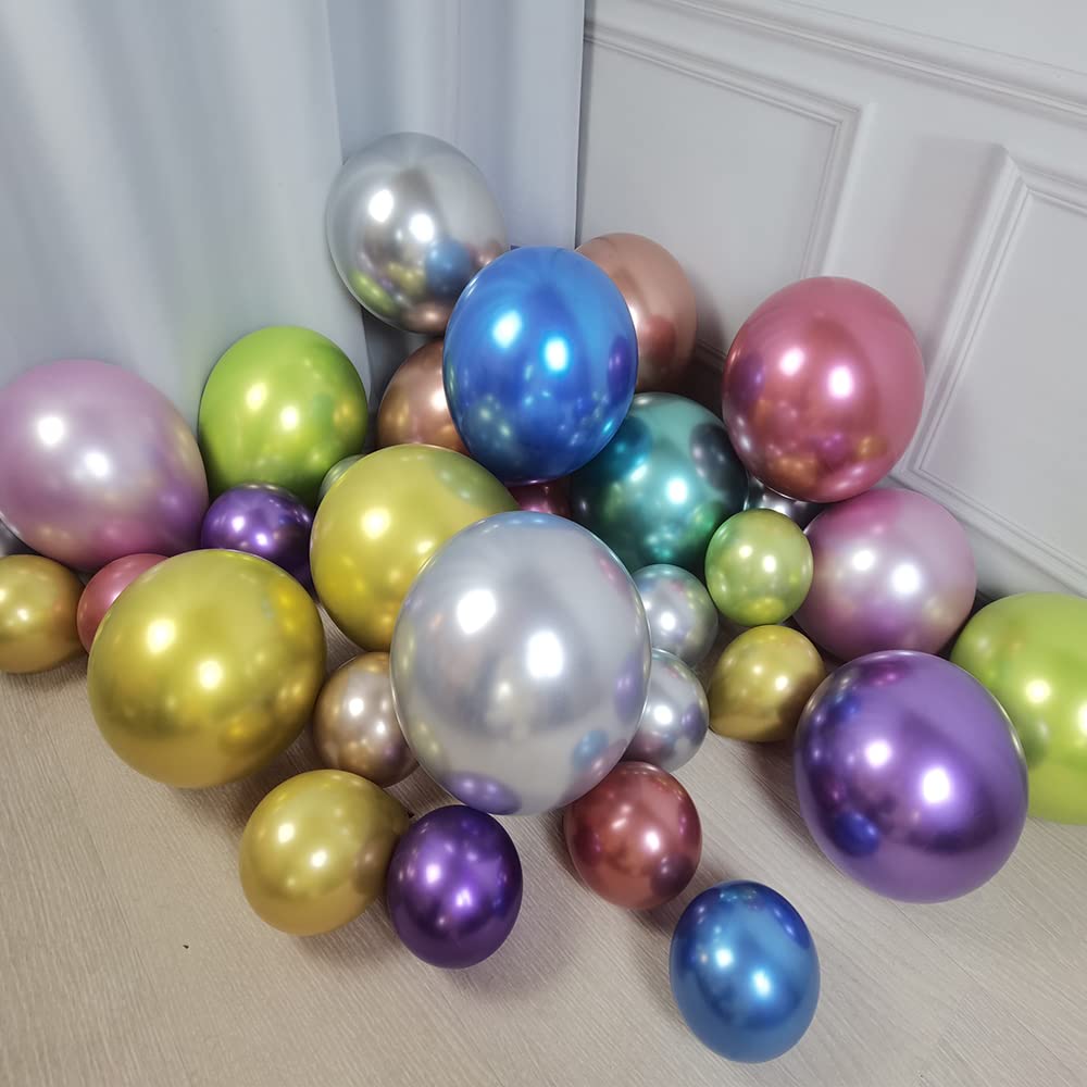ANAHAT 12 Inch Metallic Blue Balloons - 100 Pack Thick Latex Chrome Balloons for Birthday, Wedding, Engagement, Anniversary, Christmas, Festival, Picnic & Party Decorations - Perfect for Indoor and Outdoor Celebrations
