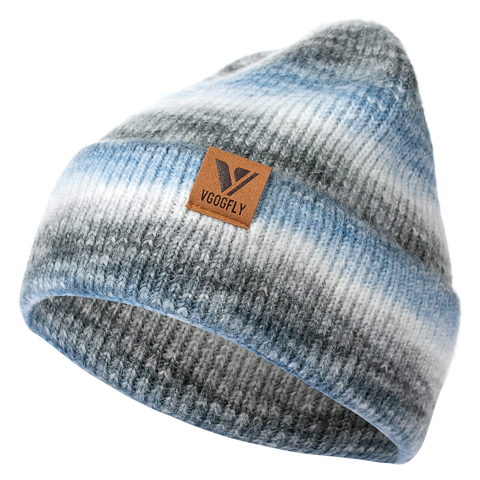 Vgogfly Men's & Women's Slouchy Knit Beanie - Warm Winter Skull Cap with Striped & Plain Options - Cozy Cuffed Stocking Hat for Cold Weather | Perfect for Skiing, Snowboarding & Outdoor Activities