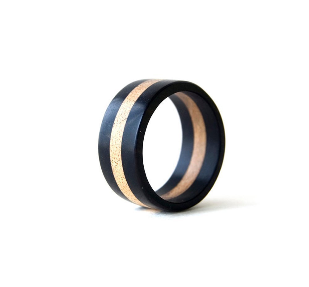 Handmade Wooden Wedding Rings Set - Natural Ebony Wood Bands for Men & Women - Eco-Friendly Wooden Jewelry for Couples, Engagements & Anniversaries