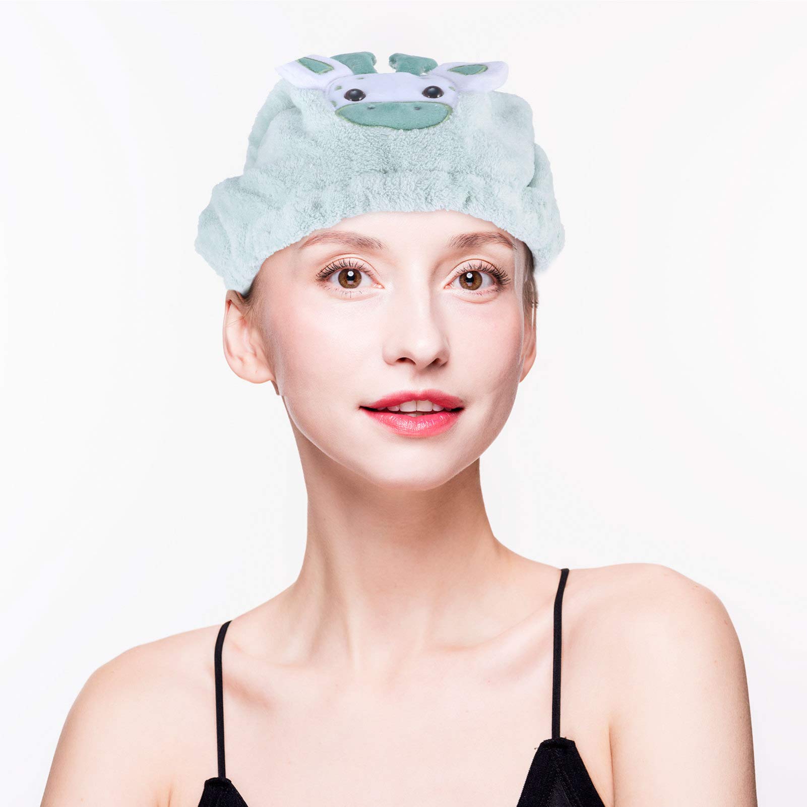 Beaupretty Microfiber Hair Towel Wrap - Super Absorbent Quick Dry Shower Cap for Women, Soft Coral Fleece Hair Drying Towel Hat with Elastic Band - Perfect for Post-Shower, Swimming, Spa & Salon Use