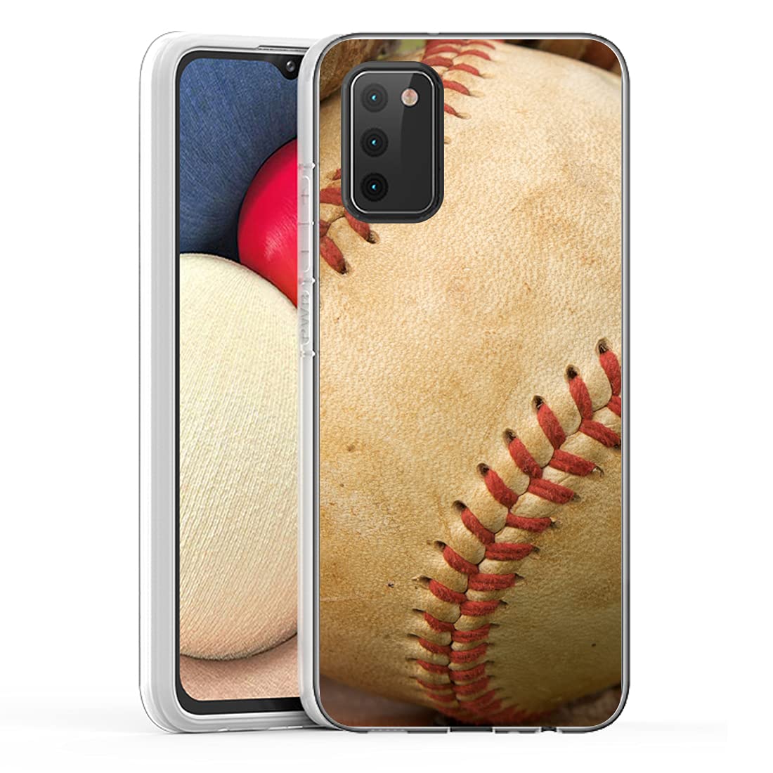 Shockproof Clear TPU Case for Samsung Galaxy A02S - Baseball Design, Durable Protection