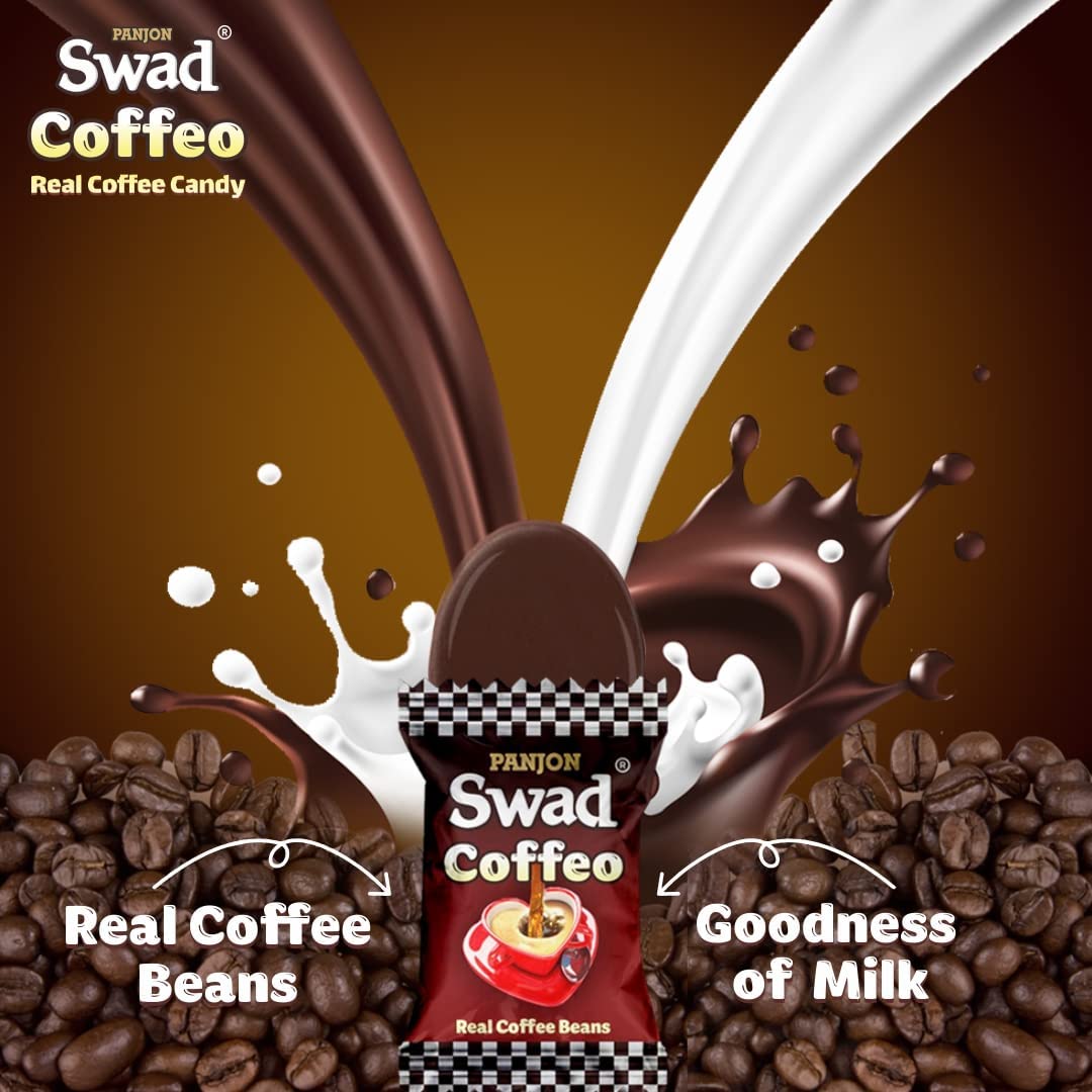 Premium Swad Coffee Candy - Rich & Bold Coffee Flavor Made with Strong Coffee Beans & Coffeo Toffee - 500g Jar - Perfect for Office Snacks, Gifts & Coffee Lovers