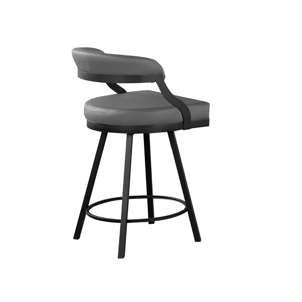 Modern Industrial Grey Swivel Counter Height Bar Stools - Set of 2 for Kitchen Island, Breakfast Nook & Home Bar