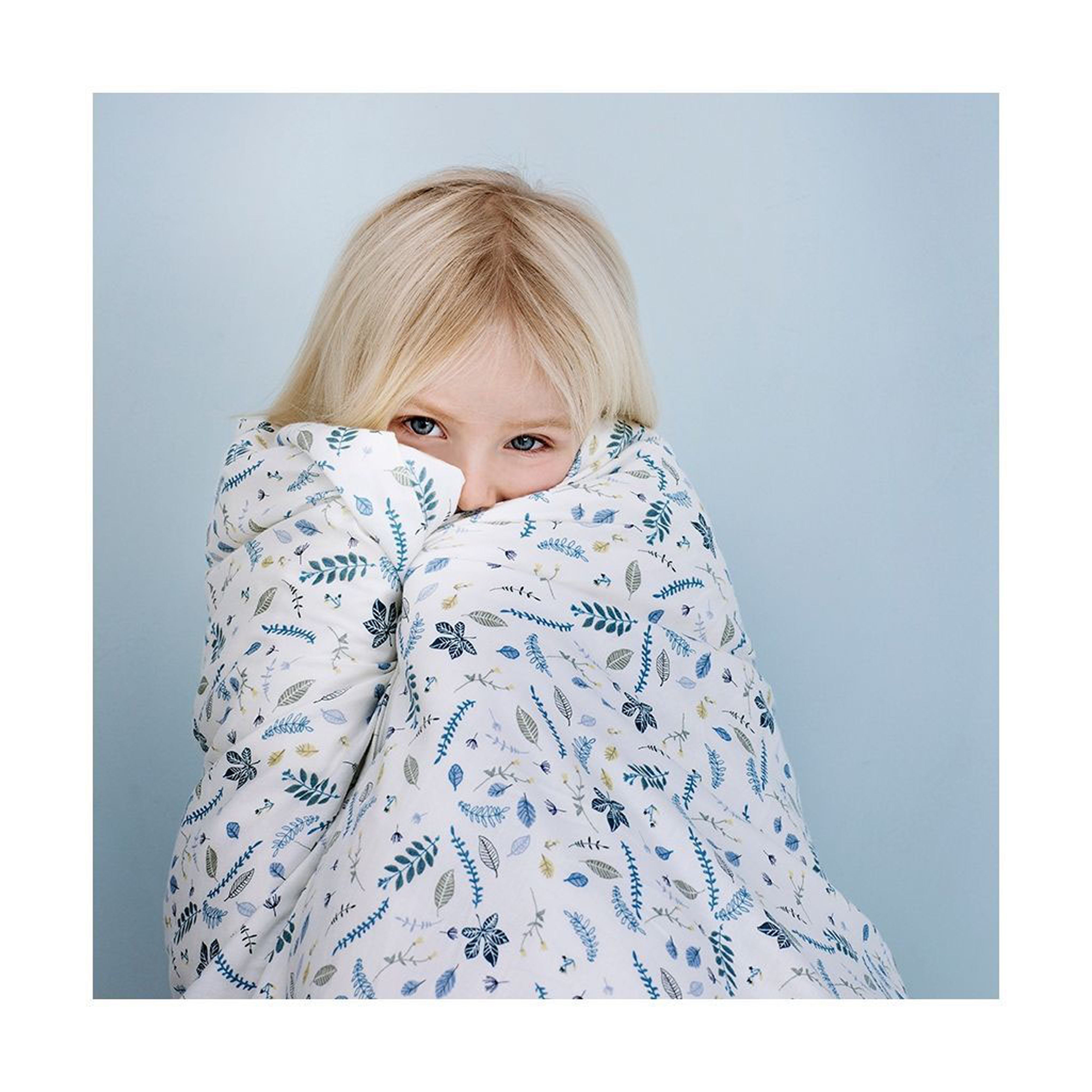 Cam Cam Copenhagen Adult Bedding Set - Single Size Pressed Leaves Blue Design - 100% Organic Cotton Duvet Cover & Pillowcase Set - Perfect for Modern Bedrooms & Cozy Home Decor