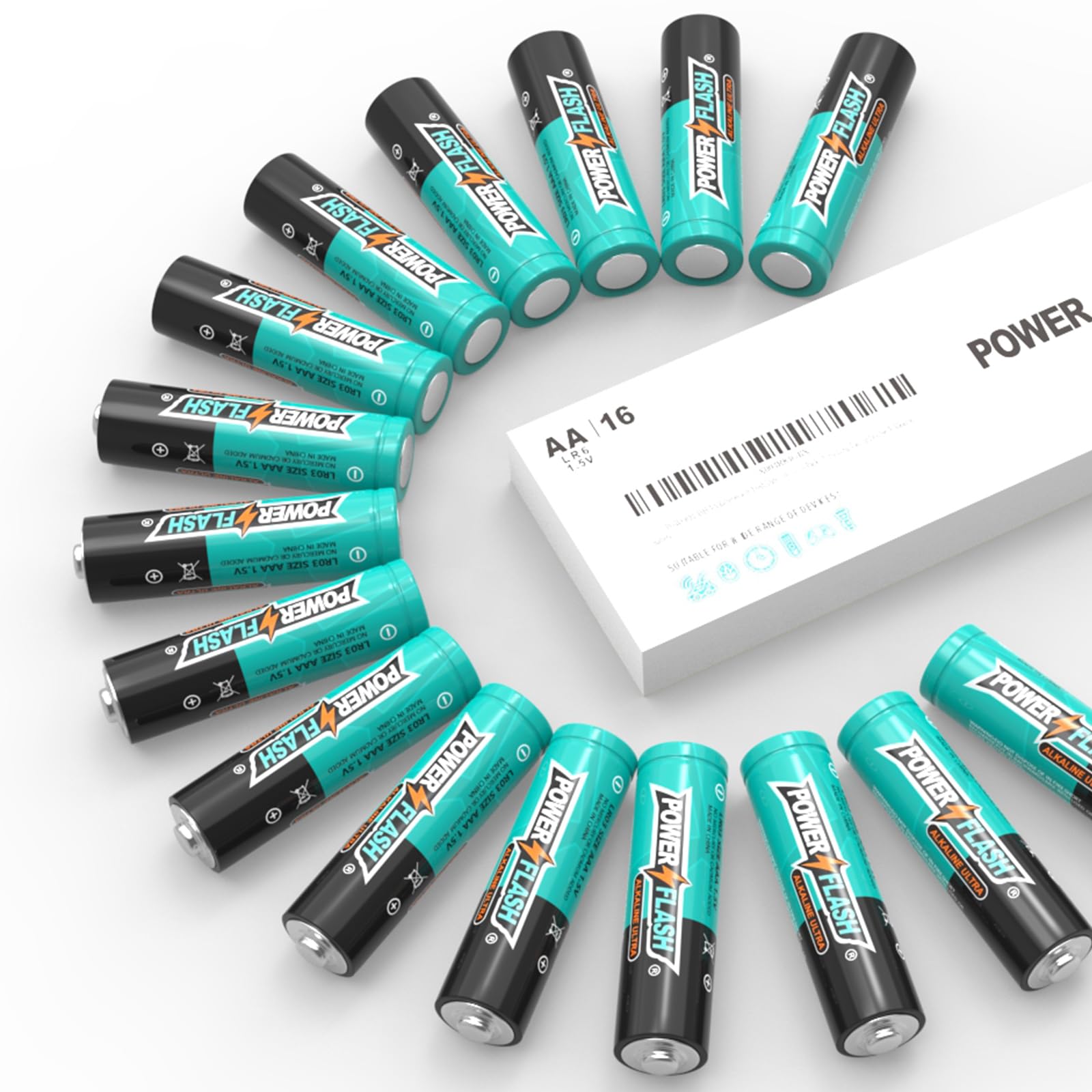 Ultra Long-Lasting AAA Alkaline Batteries - 16 Count Industrial Pack with Fresh Date - Perfect for Toys, Flashlights, Remote Controls & Electronic Devices