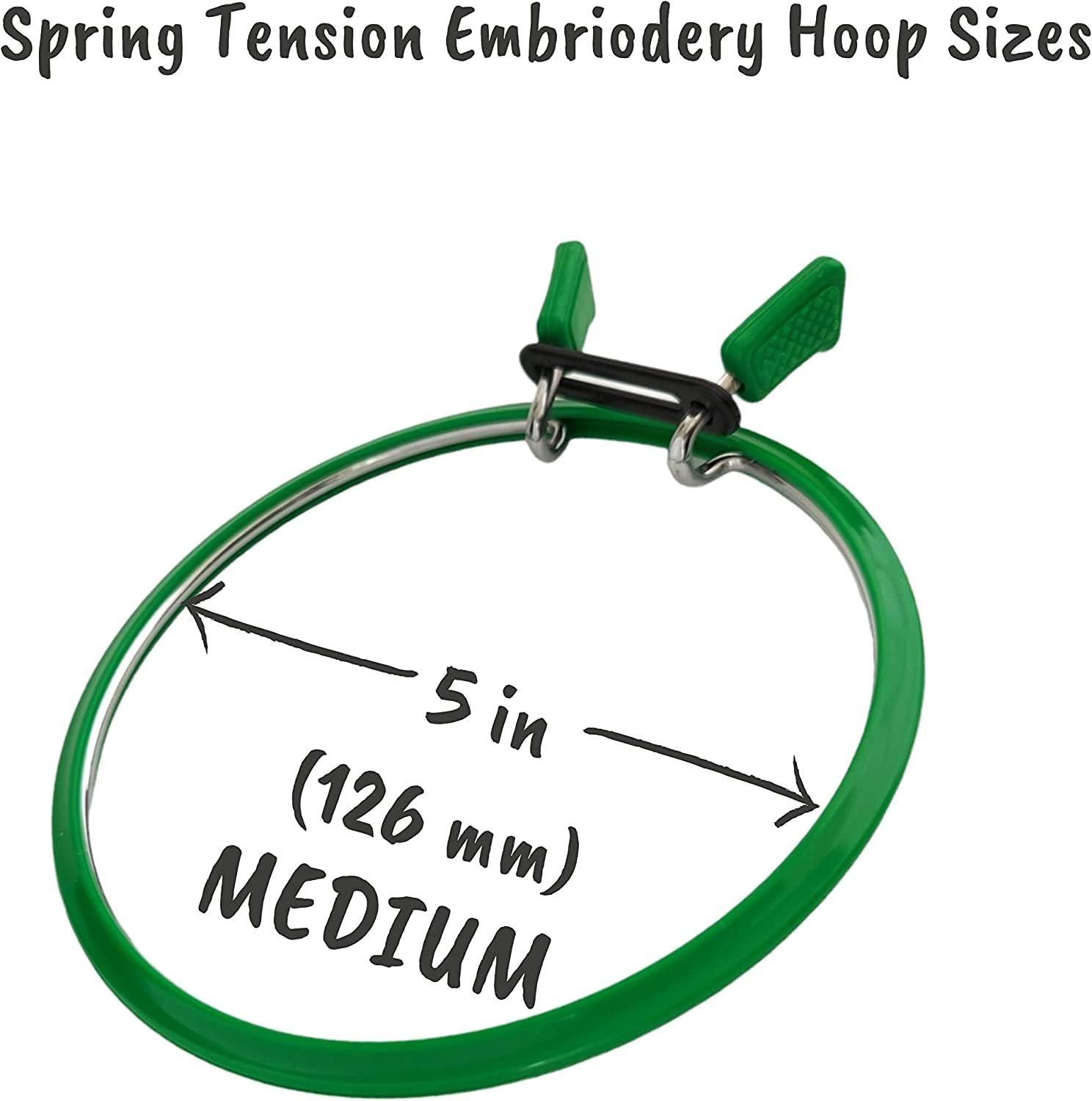 High-Quality Metal Spring Tension Embroidery Hoops for Cross Stitch & Darning - Medium Green Hoop for Perfect Fabric Tension | Ideal for Hand Embroidery, Needlework & Craft Projects