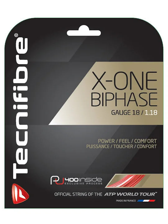 Tecnifibre X-One Biphase 18/1.18 Tennis String - High Performance Synthetic Gut for Spin & Control (Red) | Perfect for Competitive Play & Tournament Matches