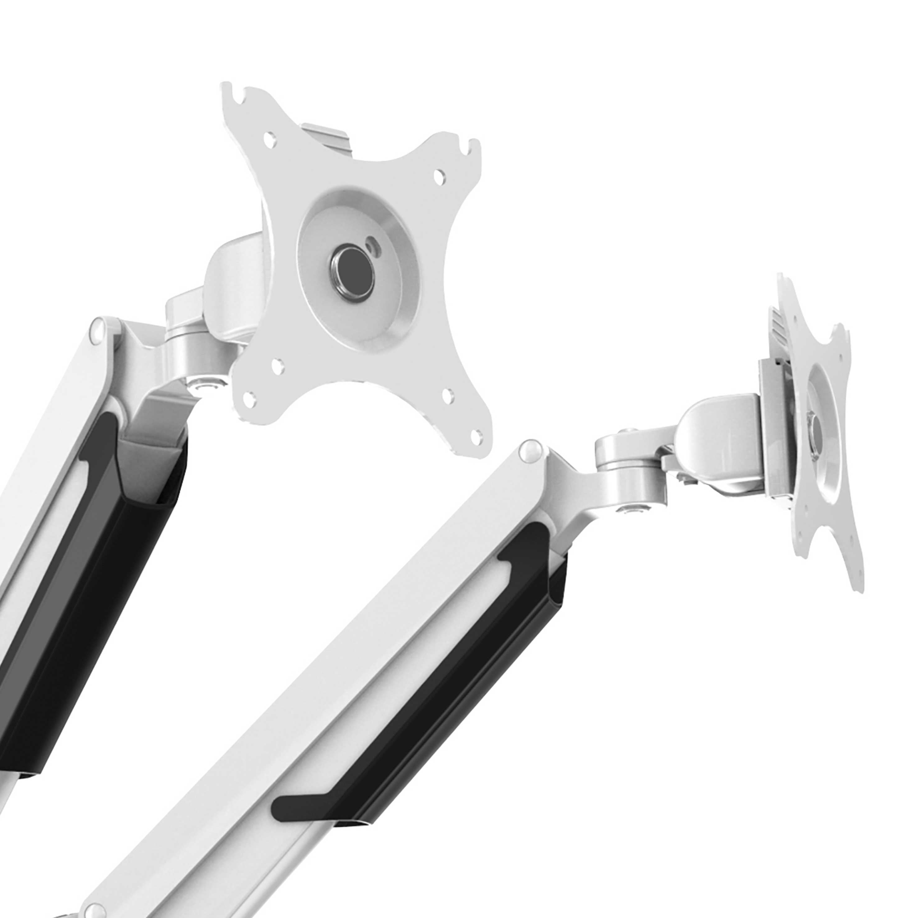 Adjustable Double Monitor Mount Stand for 17-32 Inch Screens, Rotating Ergonomic Arm with 9kg Load Capacity - White (DH27) - Perfect for Home Office, Gaming & Workspace Setup