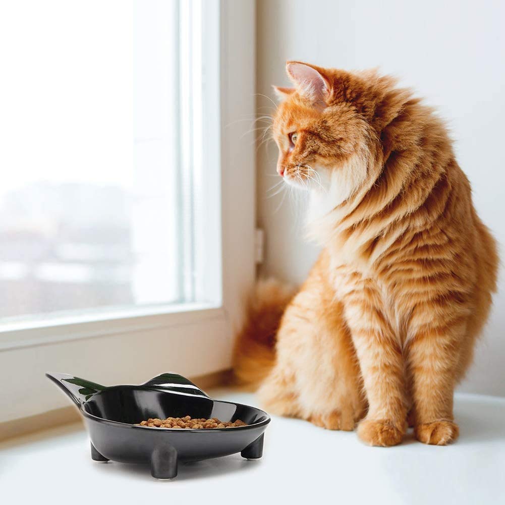 3 Pack Anti-Slip Cat Bowls - Shallow Pet Food & Water Dishes for Cats, Puppies & Rabbits - Stress Relief Wide Feeding Bowls (Grey/Black/White) - Perfect for Mealtime, Travel & Multi-Pet Households