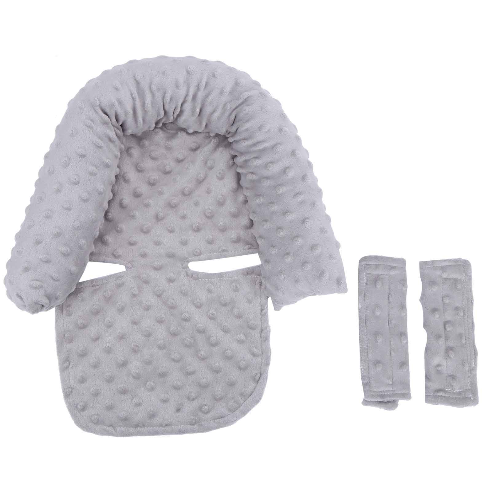 **Premium Infant Head & Body Support Pillow - Detachable Stroller Pad with Toys, Portable Baby Snuggle Mattress for Newborns (Gray) - Perfect for Strollers, Car Seats & Cribs**