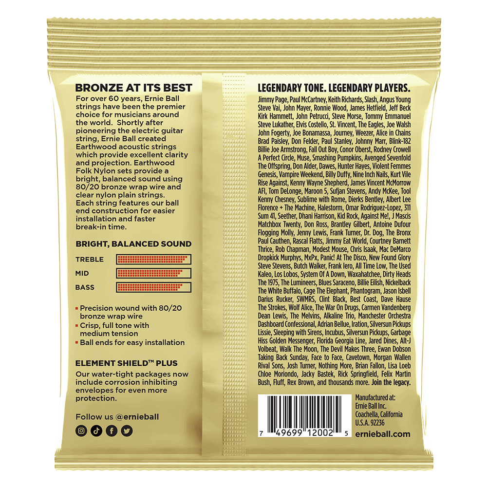 Ernie Ball Earthwood Medium 80/20 Bronze Acoustic Guitar Strings - 13-56 Gauge | Perfect for Folk, Country & Fingerstyle Playing