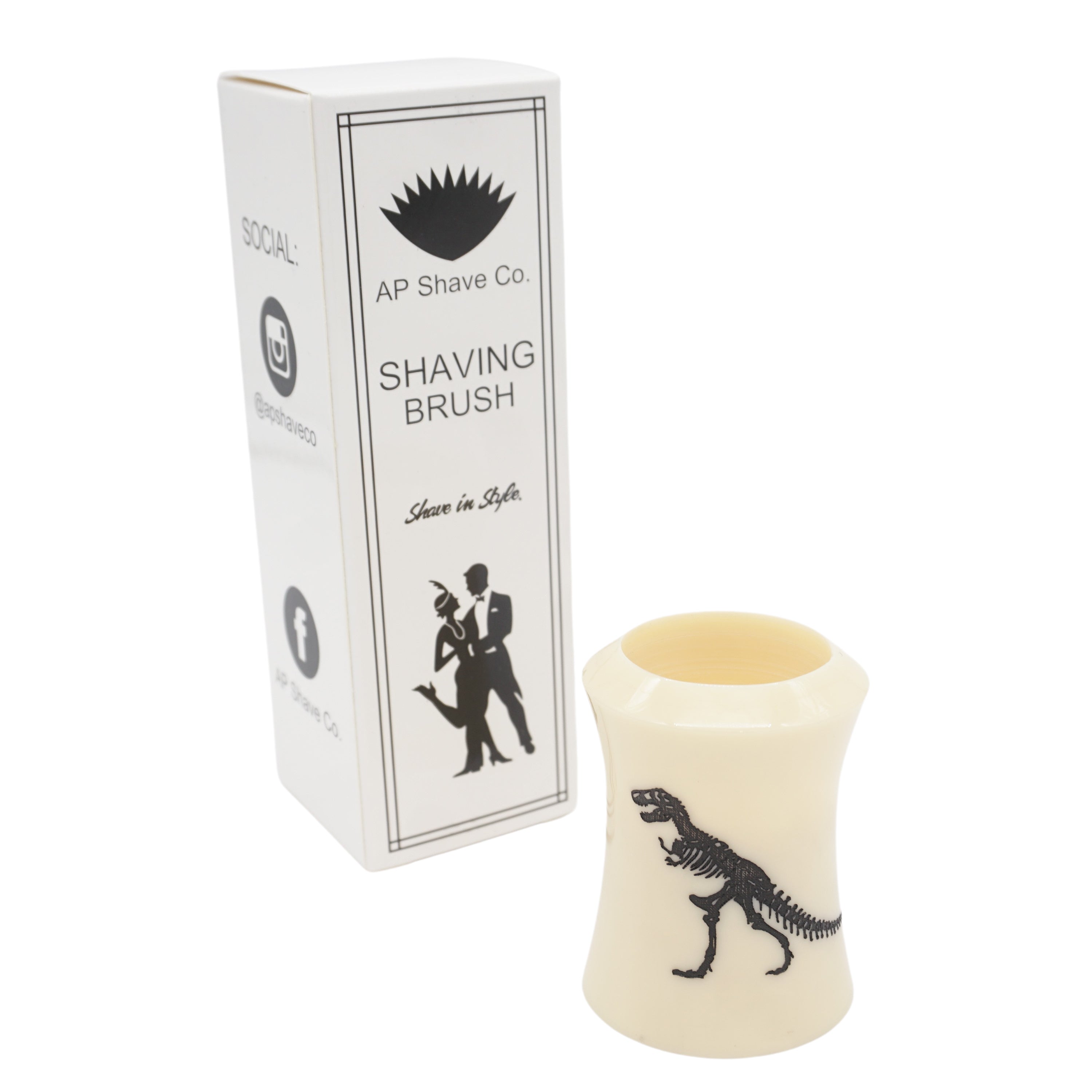 Dinosaur Etched Ivory Handle Shaving Brush - Fits 28mm & 30mm Knots - Perfect for Wet Shaving & Grooming Gifts