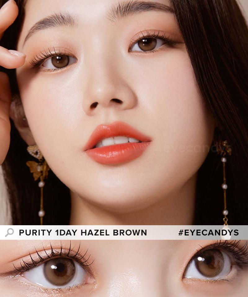 Olola Purity Shine 1 Day Hazel Brown Colored Contact Lenses (10 Pack) - Natural Eye Color Enhancement for Daily Wear & Special Occasions