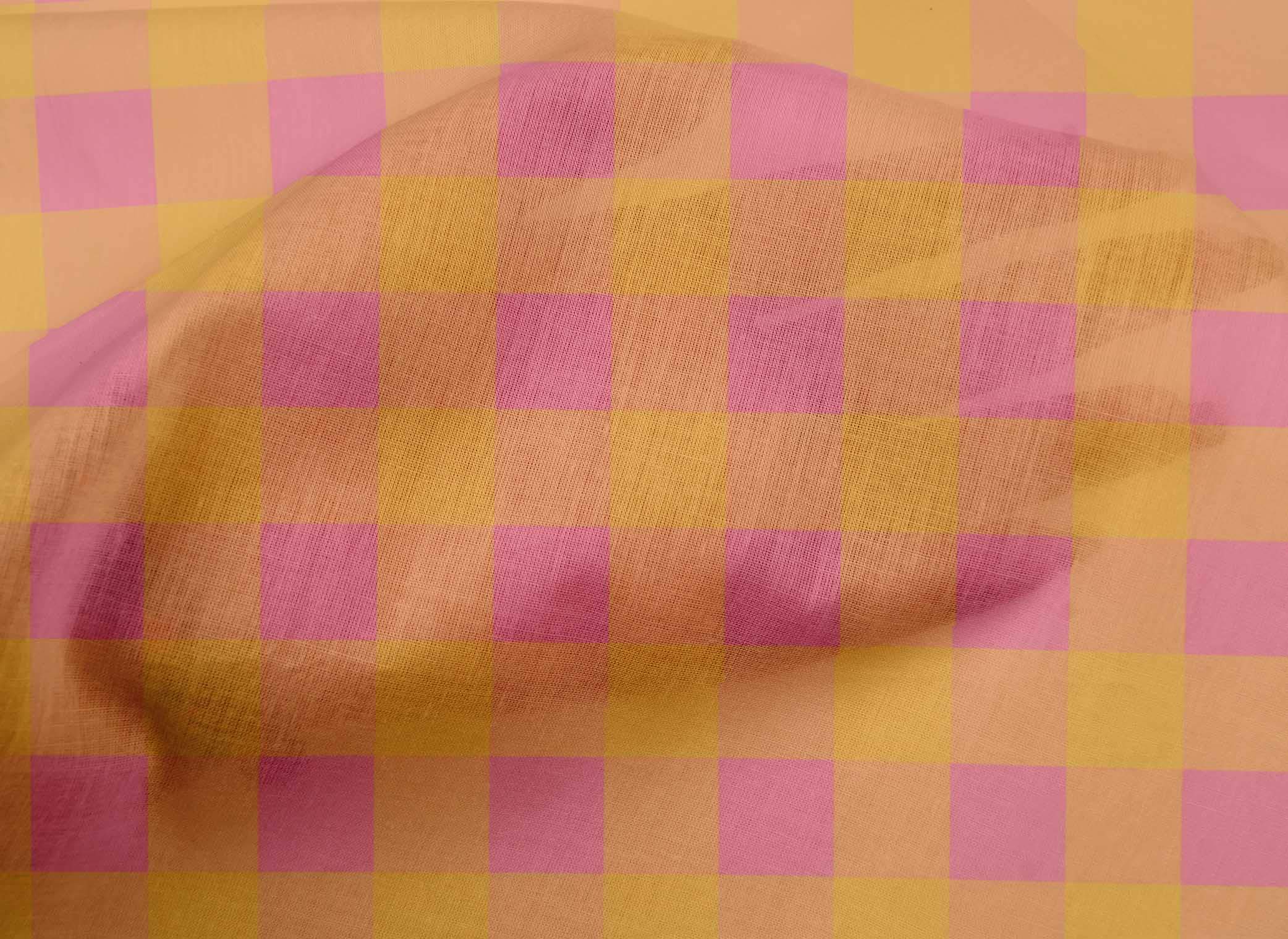 oneOone Cotton Poplin Medium Pink Gingham Check Dress Fabric - 42 Inch Wide by The Yard | Perfect for Summer Dresses, Skirts & DIY Sewing Projects