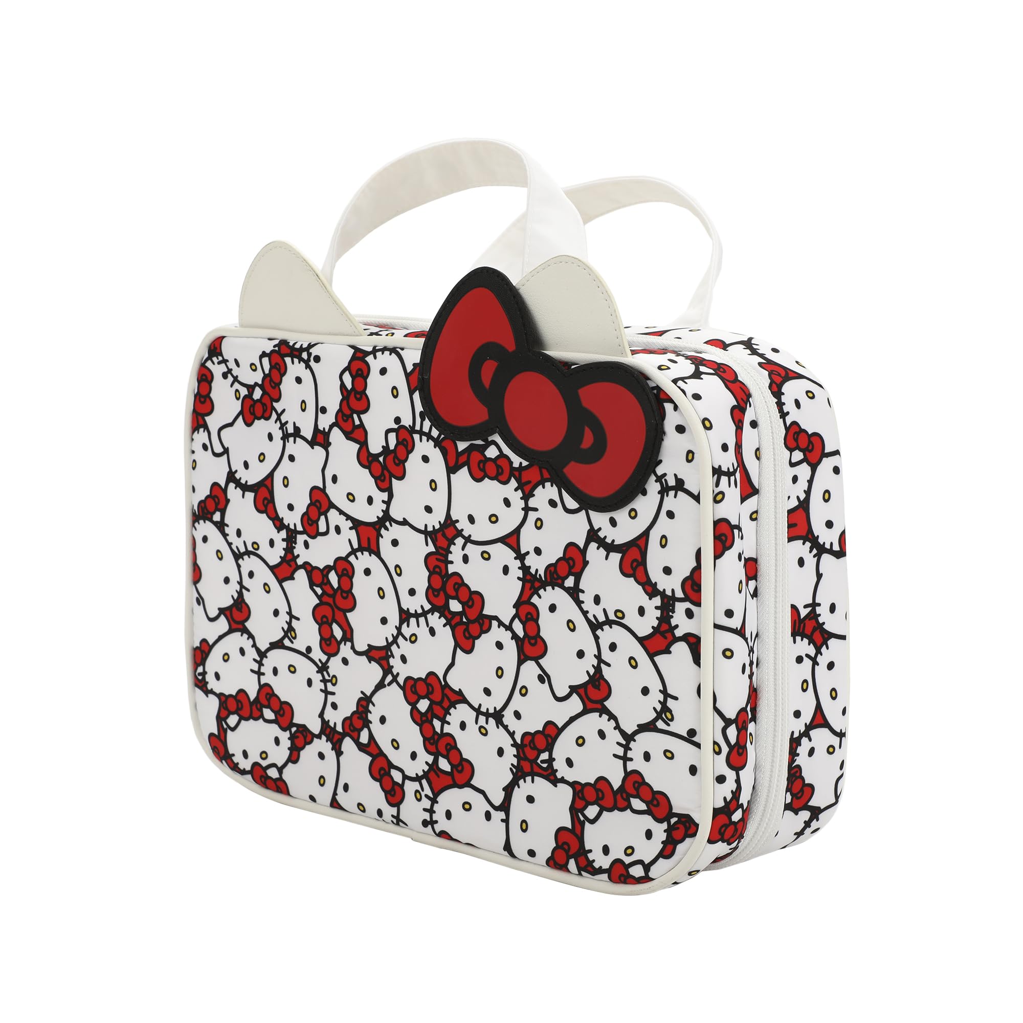 Hello Kitty Foldable Hanging Toiletry Bag for Travel - 3D Bow Cosmetic Organizer | Perfect for Vacation, Gym & College Dorm Organization