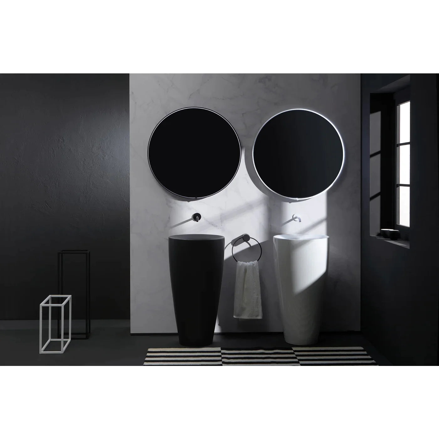 Oxygen AVIOR 3 0201 15 Round Lighted LED Bathroom Mirror 30 Inch Black - Perfect for Vanity, Makeup, and Modern Bathroom Decor