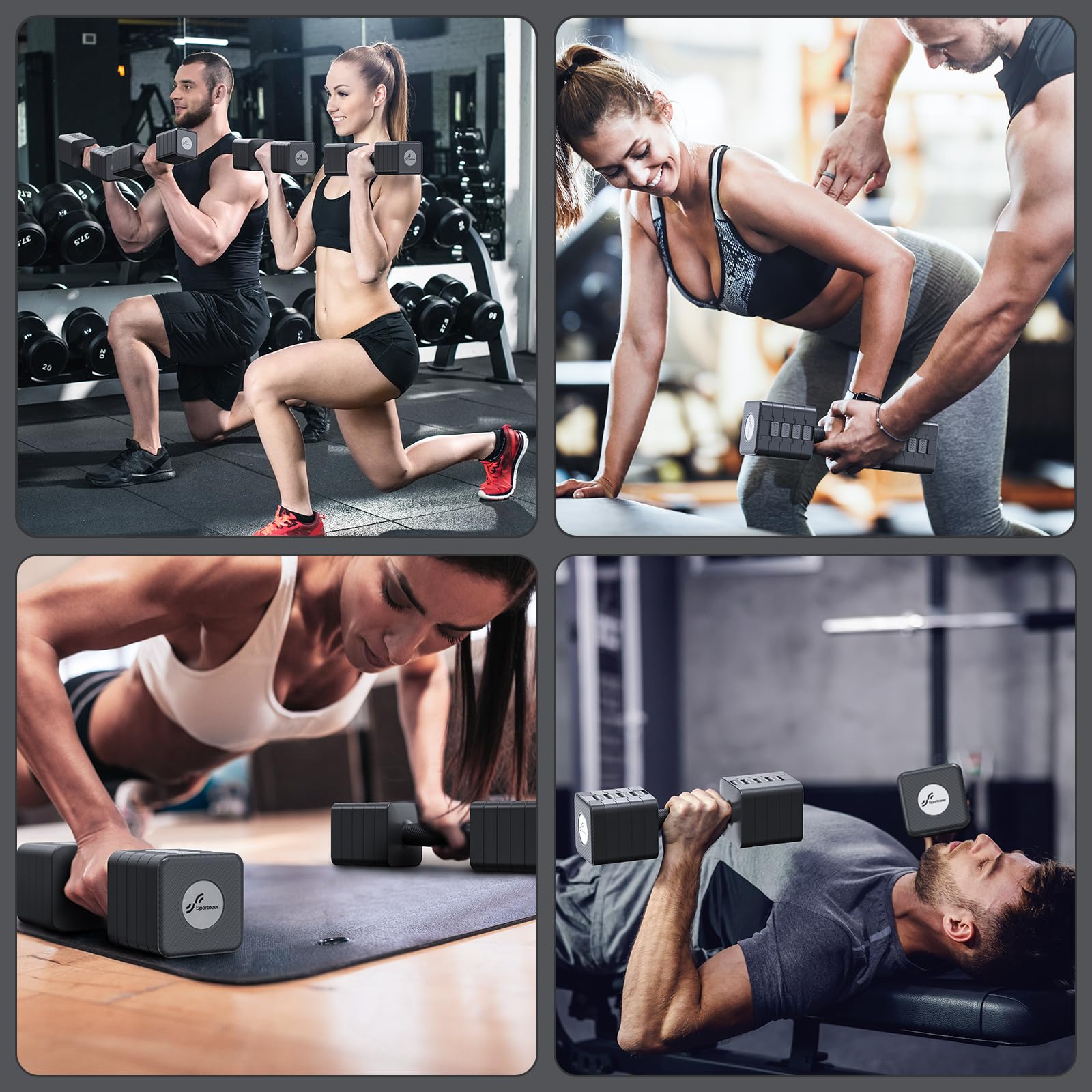 **Sportneer 5-in-1 Adjustable Dumbbells Set (10 LB, Pair) – Quick-Change Free Weights for Home Gym, Strength Training – Ideal for Men & Women – Perfect for HIIT, Yoga, and Full-Body Workouts**