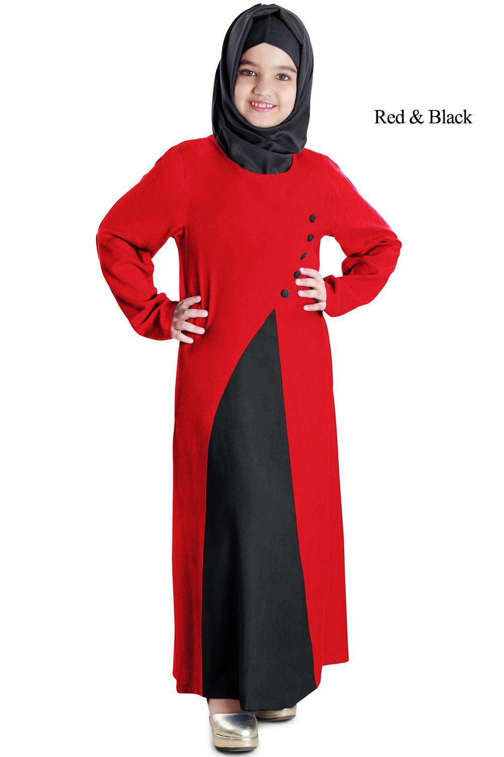 Dual Color Rayon Kids Abaya for Girls - Comfortable & Stylish Islamic Dress for School, Prayer, and Special Occasions
