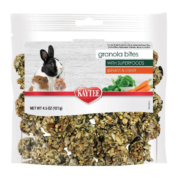 Kaytee Granola Bites with Superfoods - Spinach & Carrot Flavored Healthy Treats for Small Pets - Perfect for Hamsters, Rabbits & Guinea Pigs - Snack Time & Training Rewards