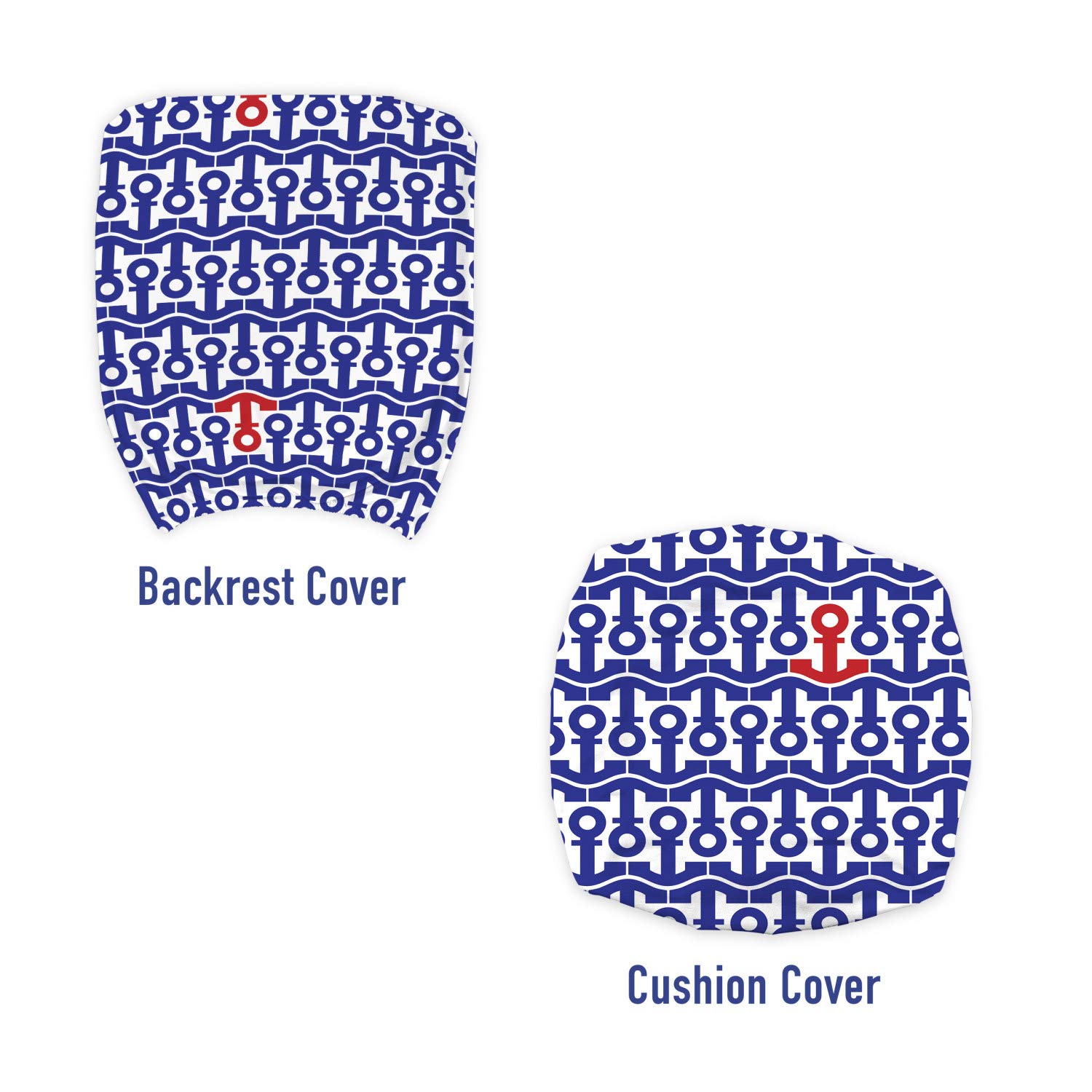 Ambesonne Nautical Office Chair Slipcover - Marine Anchors & Ship Journey Design, Stretchable Washable Fabric Cover for Standard Chairs, Navy Blue & Red - Perfect for Home Office, Gaming Chair, or Boat-Themed Decor